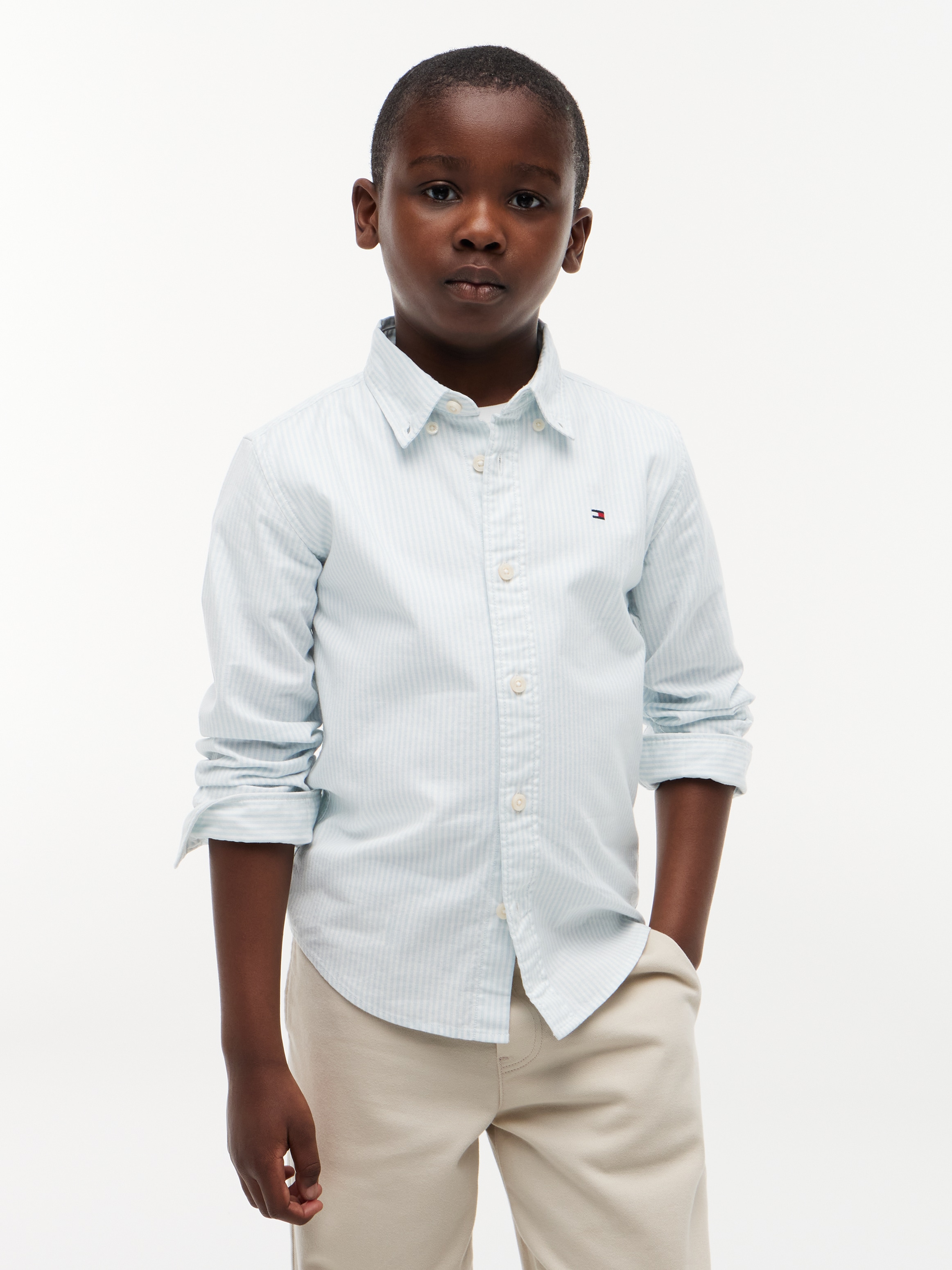 Tommy Hilfiger Langarmhemd Kinder bis 16 Jahre mit Button-Down-Kragen