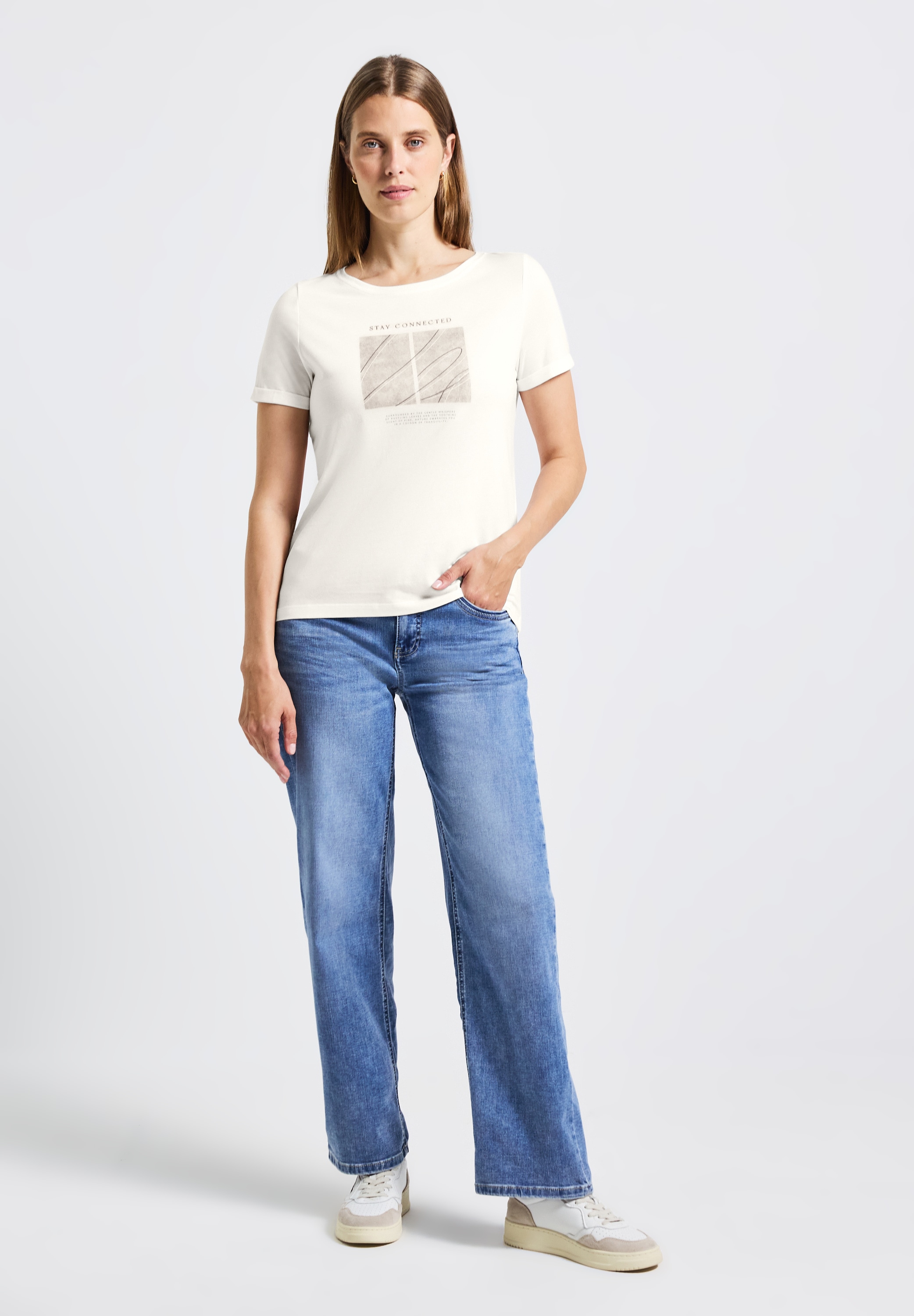 STREET ONE T-Shirt, aus Baumwolle mit Stretchante