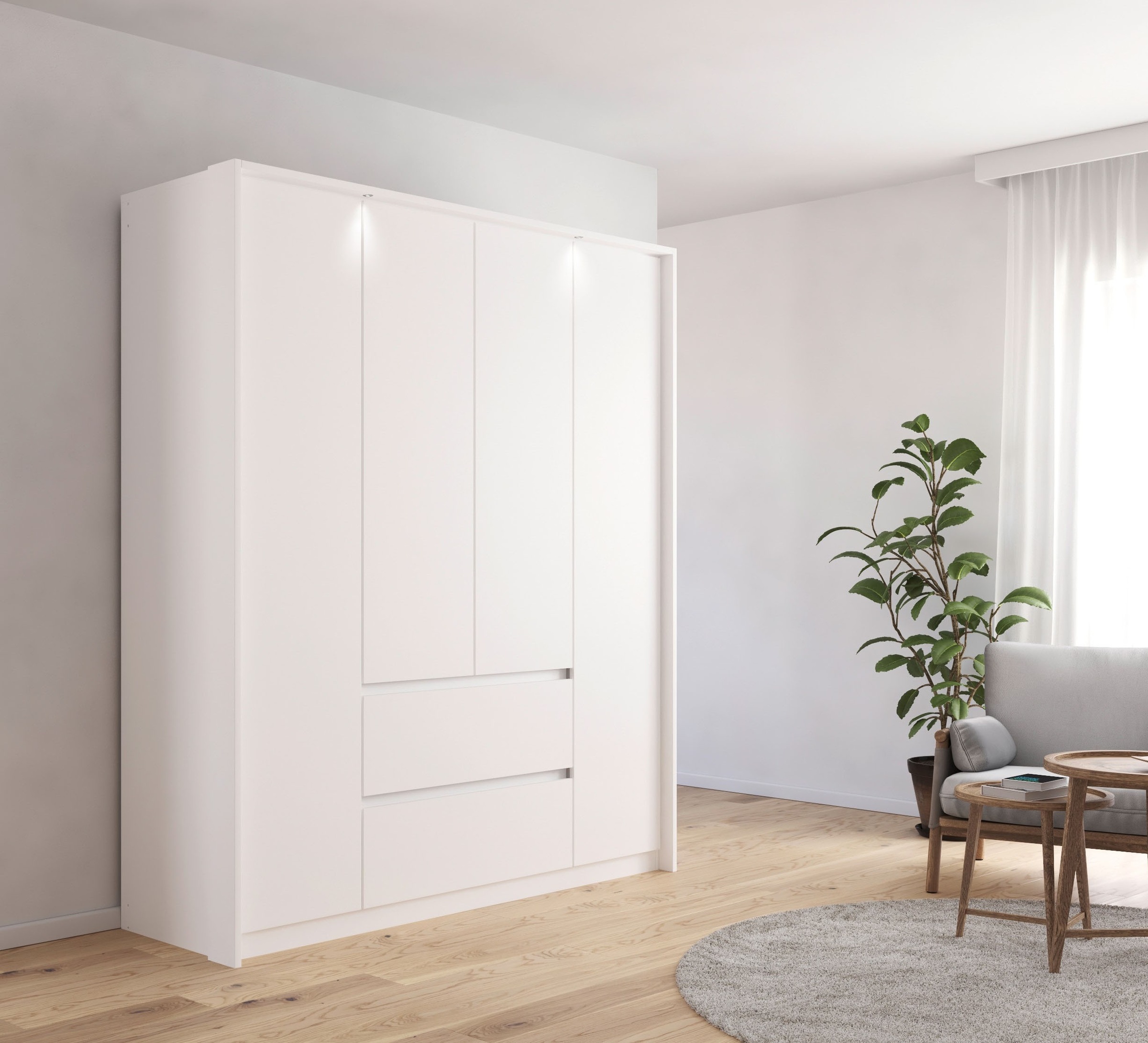 rauch Drehtürenschrank »Mainz mit Passepartout«, optional mit Beleuchtung, Außentüren mit Push-to-Open Funktion
