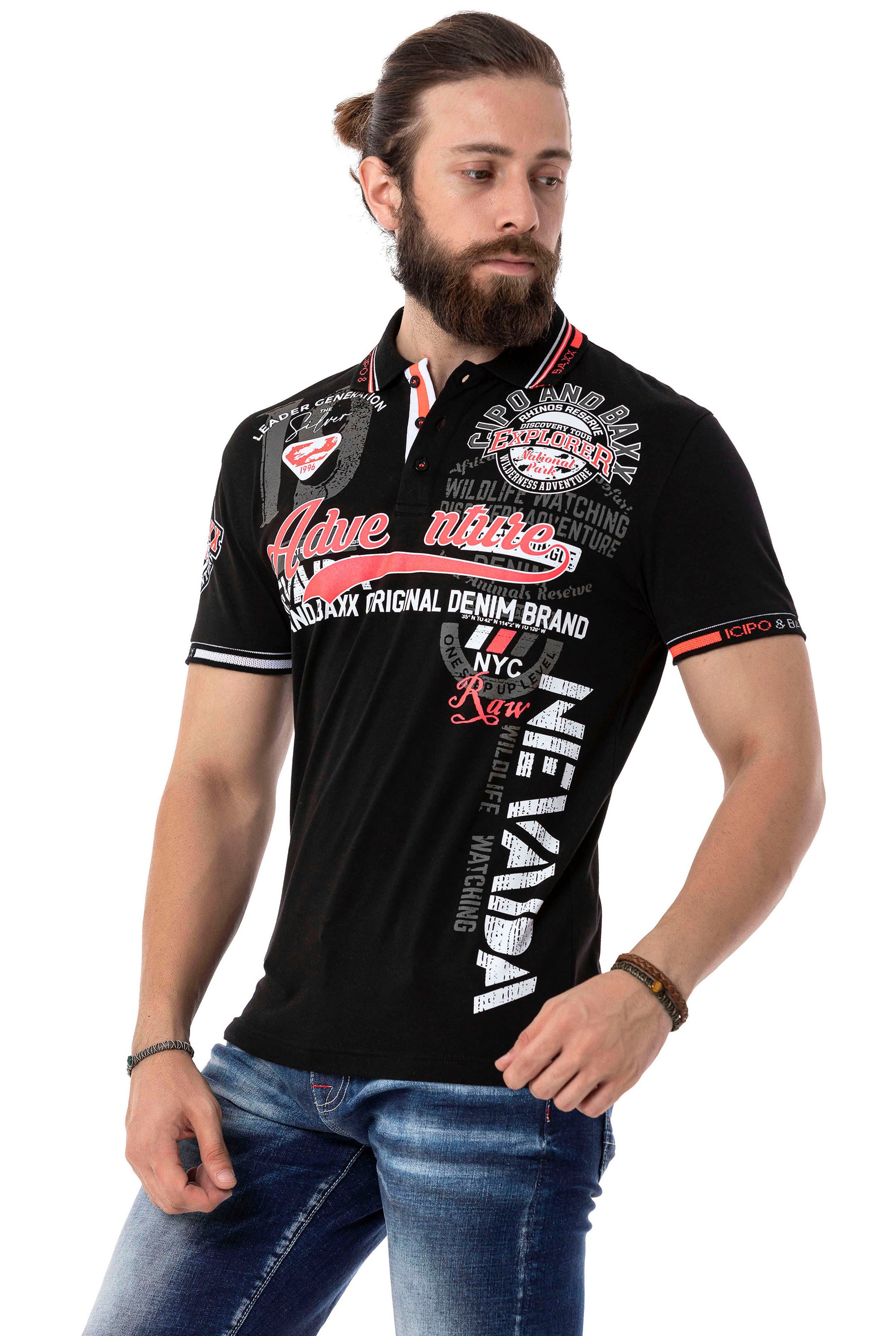 Cipo & Baxx Polo Shirt Black Size M 2
