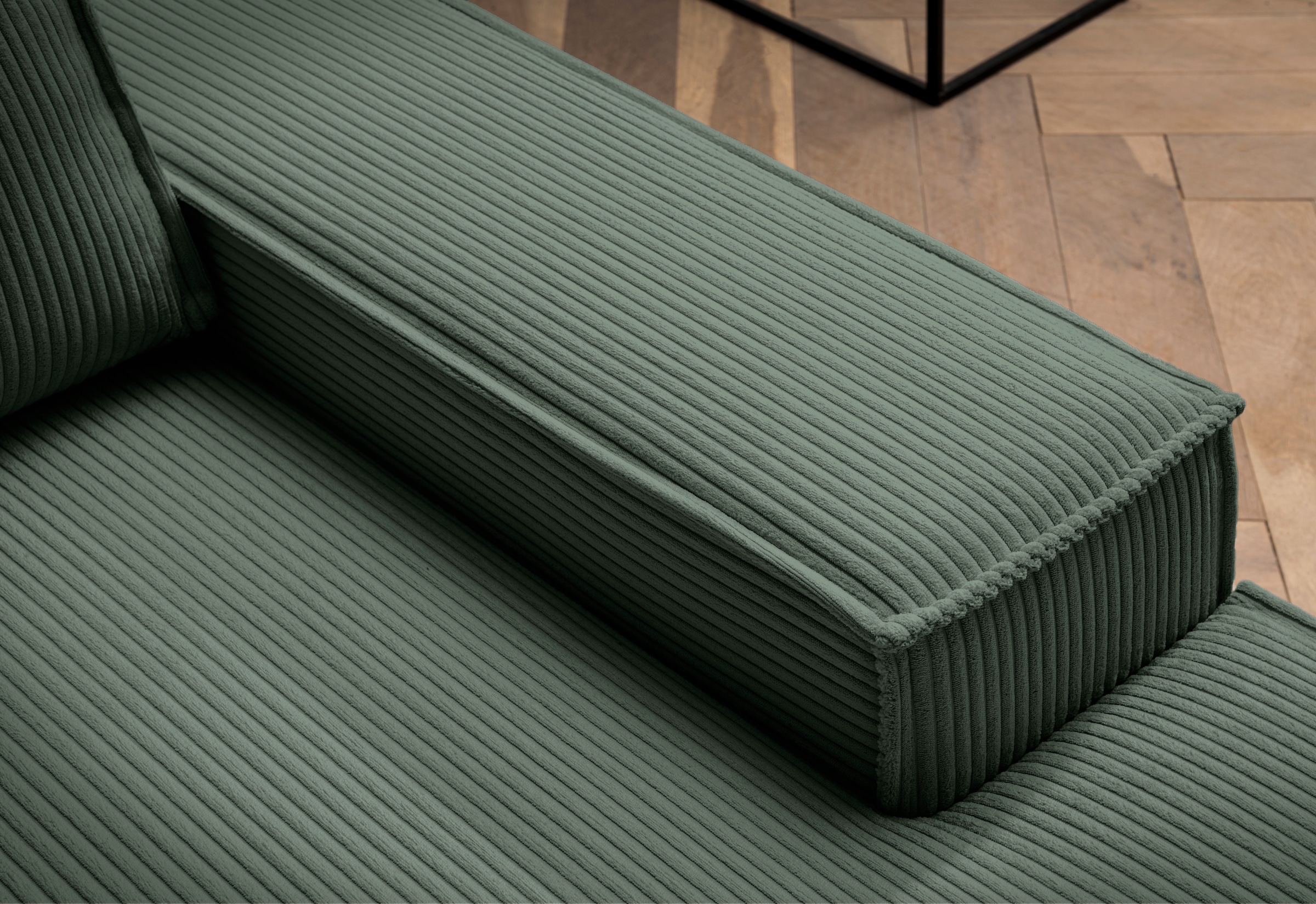 Home affaire Ecksofa »SHERWOOD, Schlafsofa in L-Form offen (275cm), Cord, Leinenoptik«, Schlaffunktion und Bettkasten, Kedernaht, hoher Sitz- & Liegekomfort
