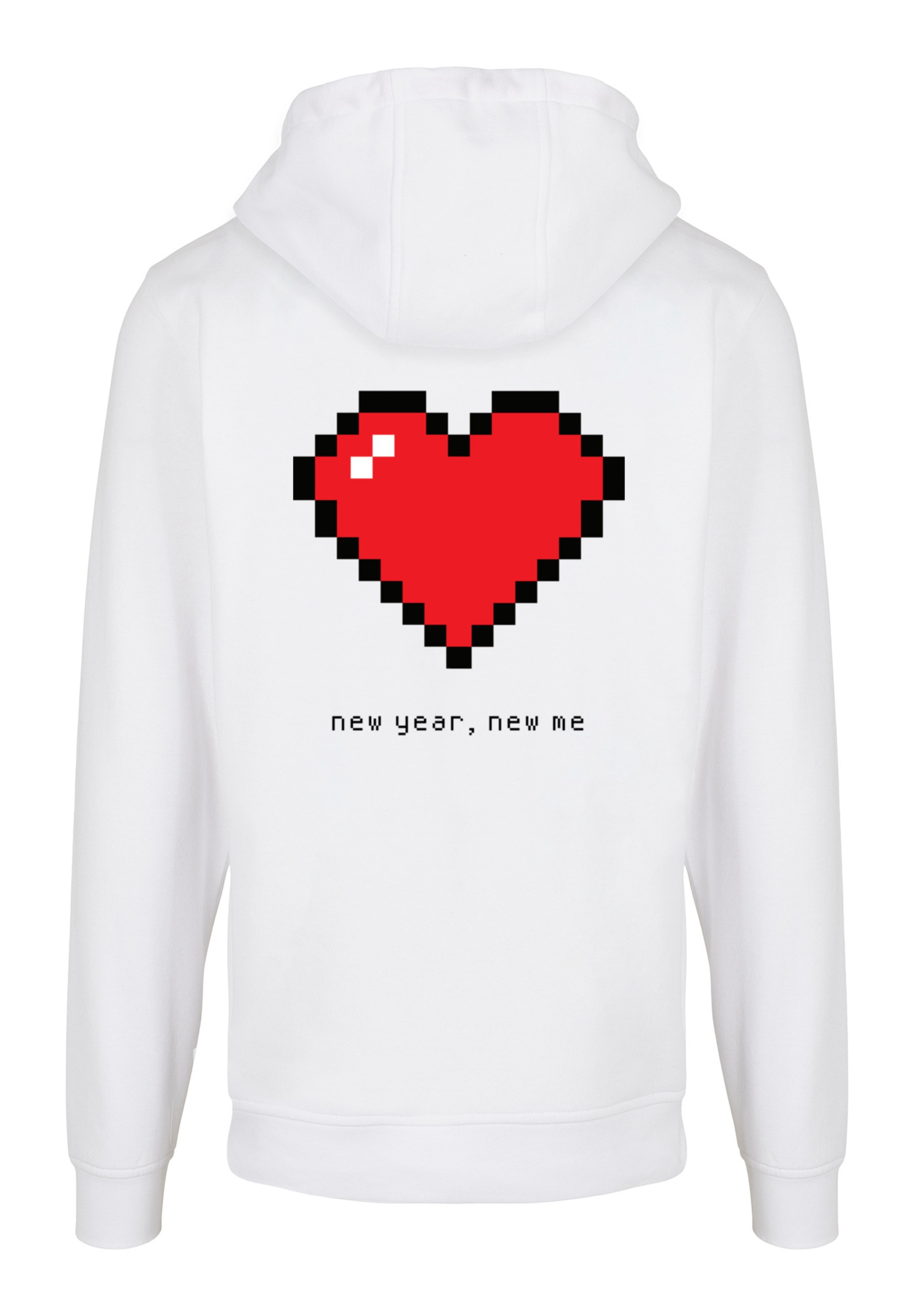 F4NT4STIC Kapuzenpullover »Pixel Herz Happy New Year Silvester«, Print