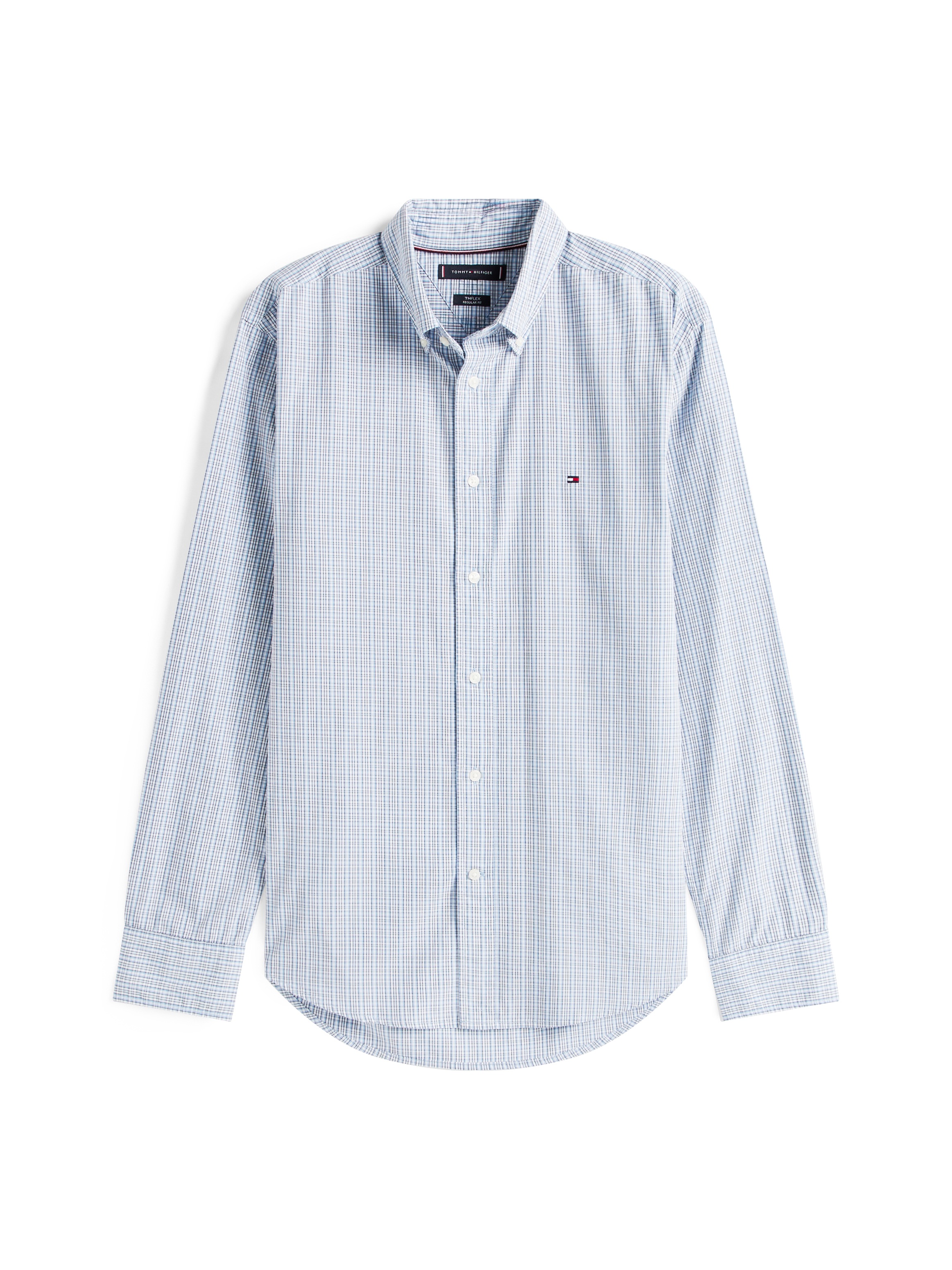 Tommy Hilfiger Langarmhemd »FLEX POPLIN SMALL TARTAN SHIRT«, regular fit, kleinkariert, Button-down-Kragen