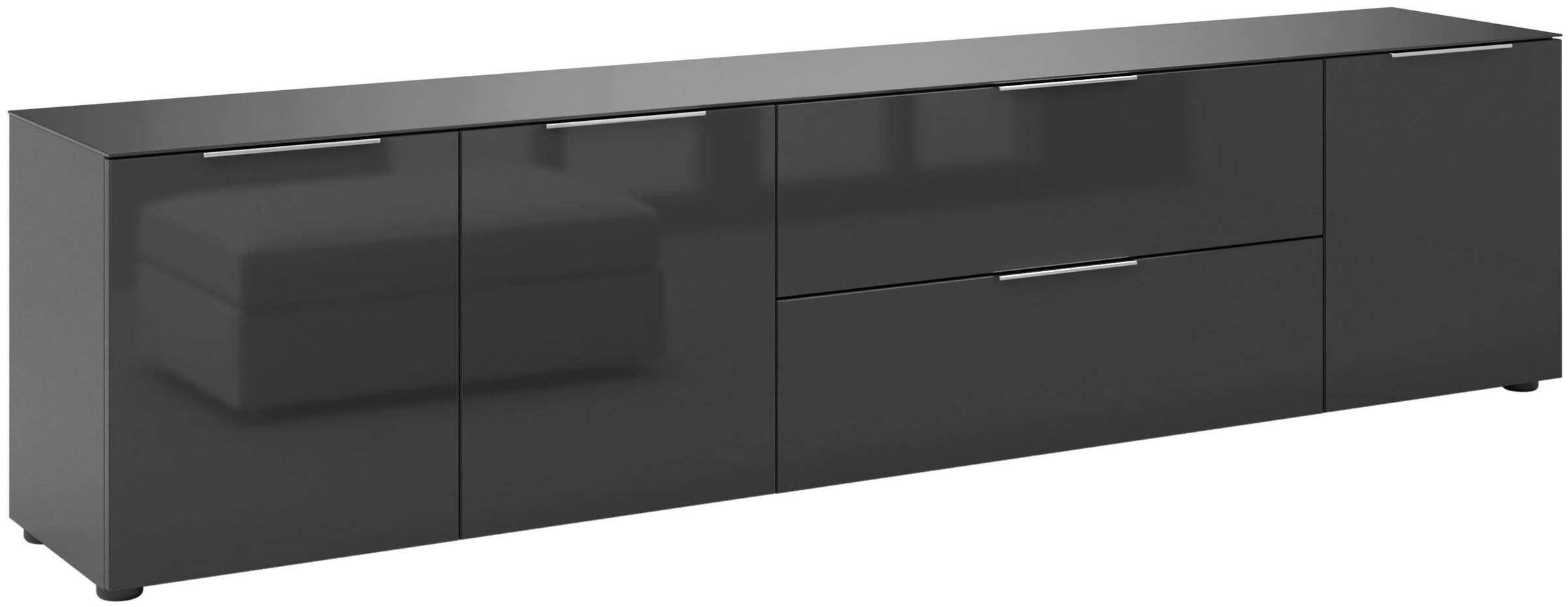 Manjana Möbel Lowboard "mit Chrom oder Schwarz matten Metallgriffen" mit Gl günstig online kaufen