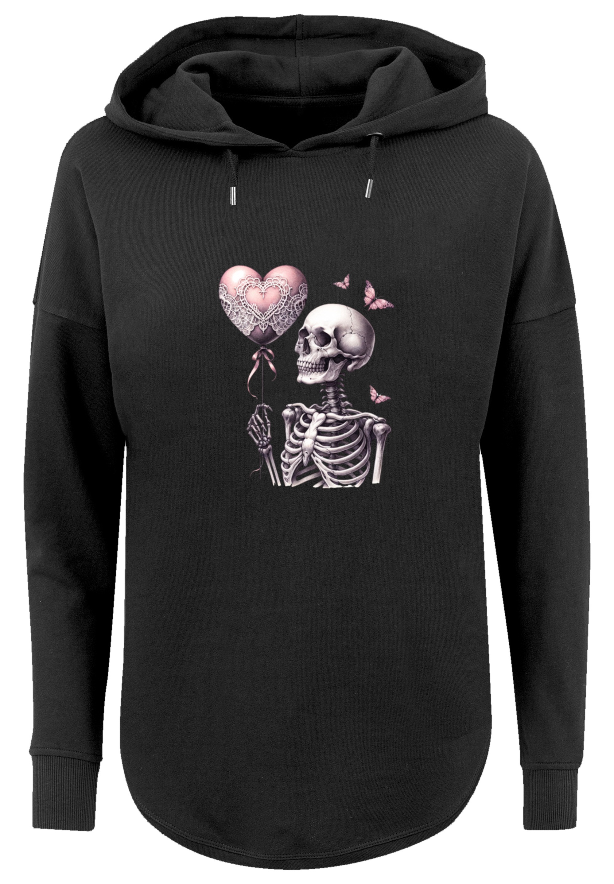 F4NT4STIC Kapuzenpullover »Skelett hält Herzballon«, Premium Qualität