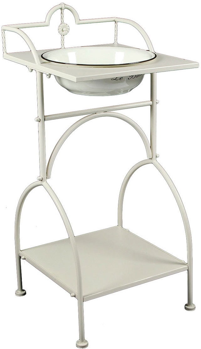 Ambiente Haus Badaccessoire-Set "Waschschüssel mit Stand - eckig in Beige"