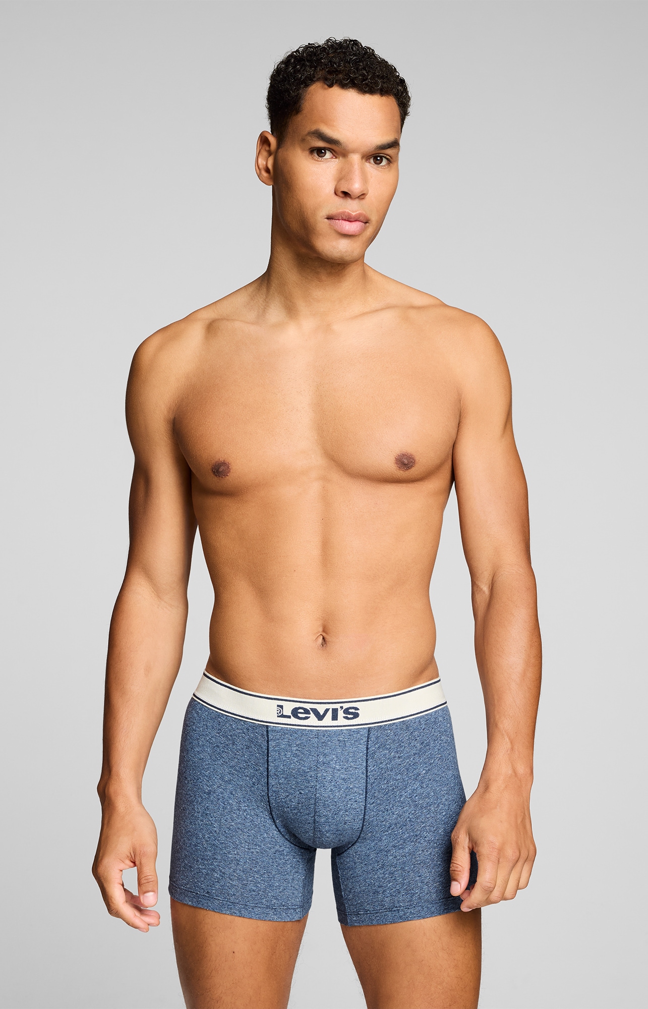 Levi's® Boxer »LEVIS MEN VNTG HTR BOXER BRIEF 2P« ohne Eingriff, uni, meliert, Logo-Bund, elastisch