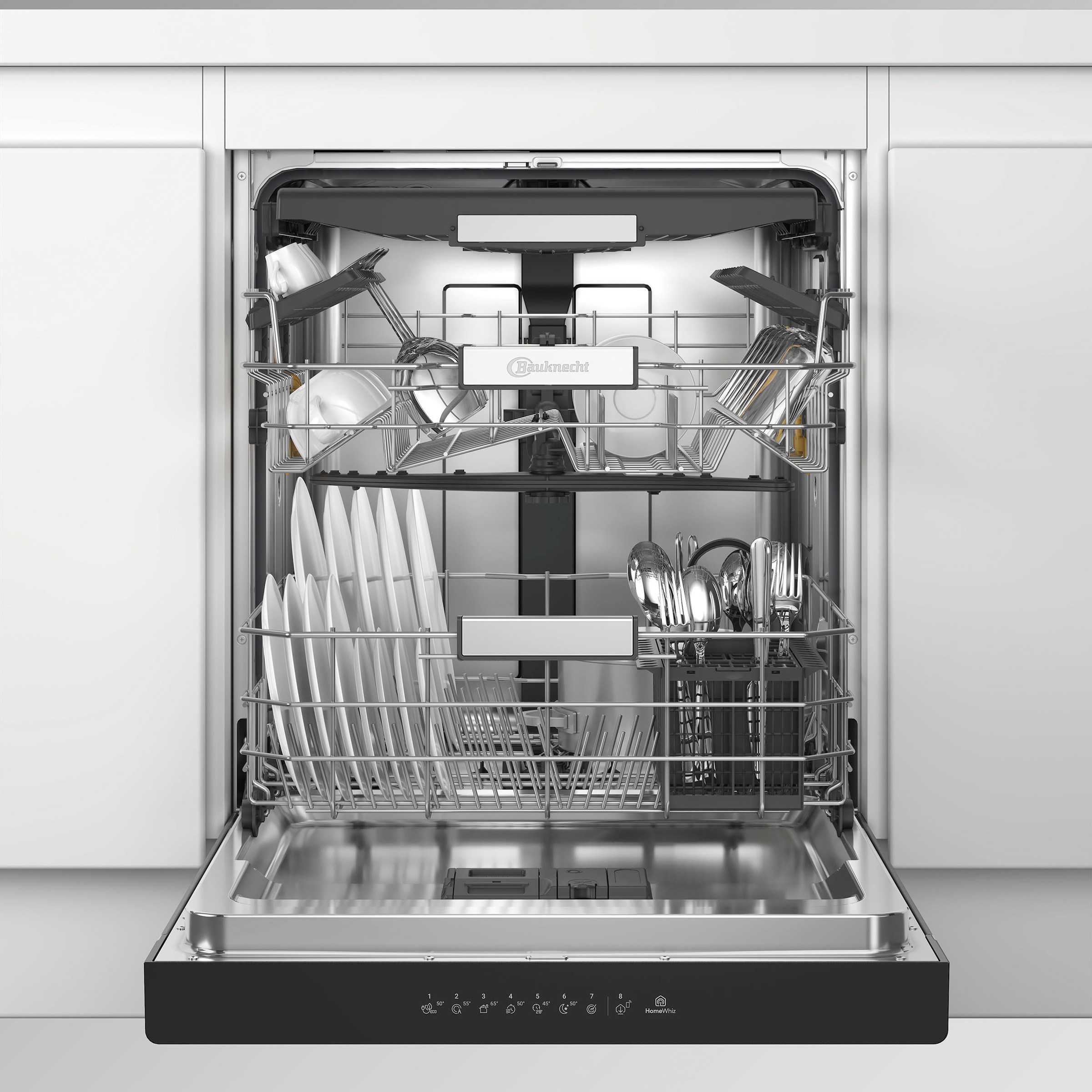 BAUKNECHT Unterbaugeschirrspüler »OBUC Ecosilent2 8650« 8,9 l 14 tlg. Maßgedecke ActiveDry – automatische Türöffnung, 2+2 Herstellergarantie