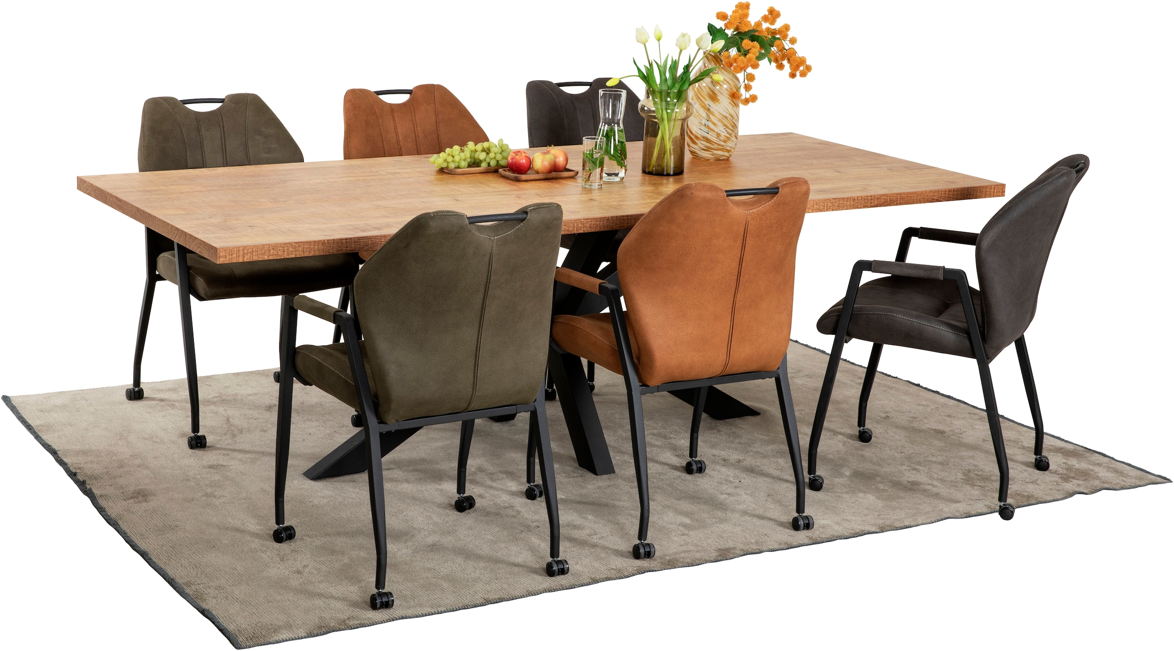 OMG Design Armlehnstuhl »Point«, (Set), 1 St., Stoff, Esszimmerstuhl mit Rollen, Bürostuhl