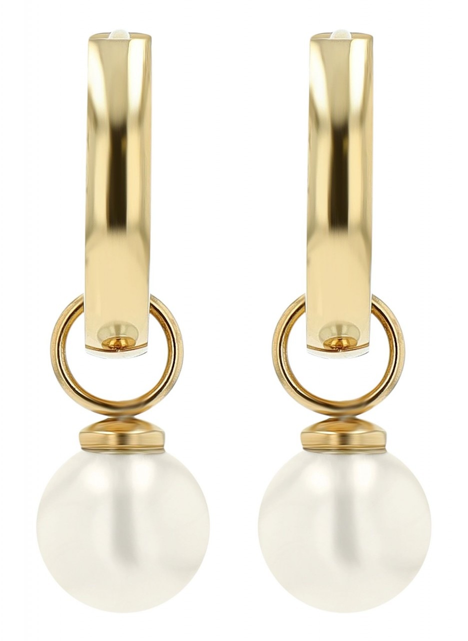 Adelia's Hoop Earrings Steel Pearl Silver 5mm 2