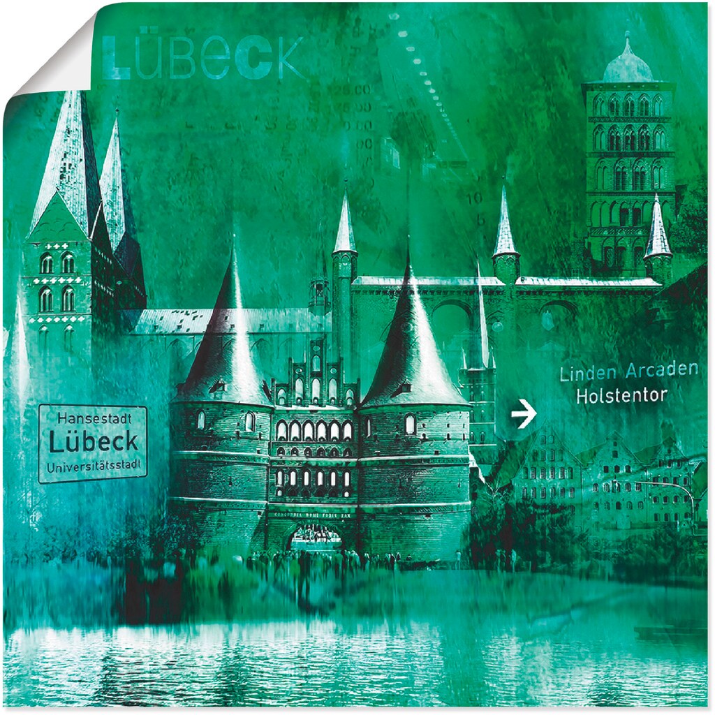 Wohnen Wohnaccessoires Artland Wandbild »Lübeck Hansestadt Collage 05«, Architektonische Elemente, (1 St.), in vielen Größen & P