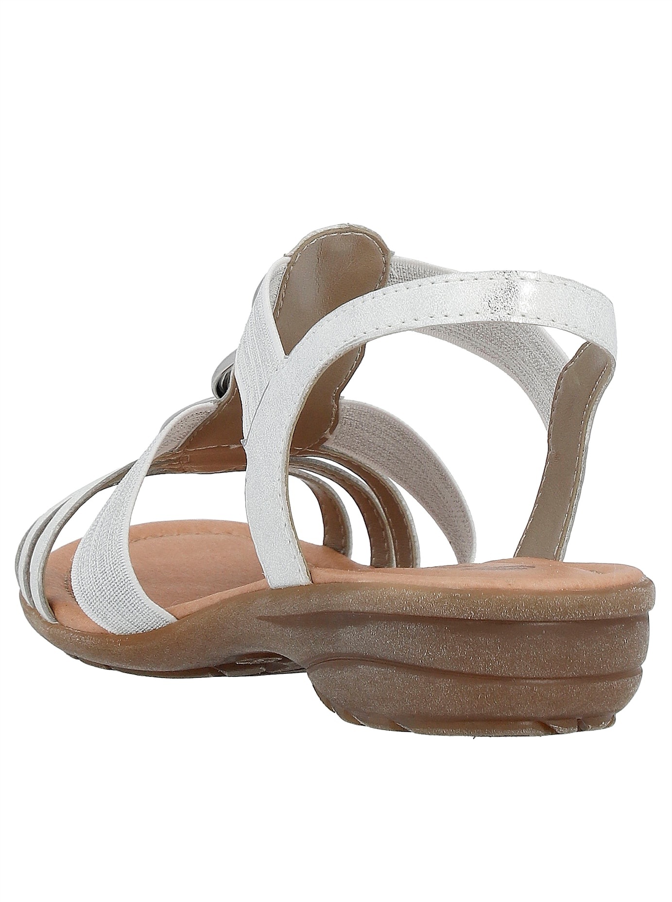 Riemchensandale REMONTE, Damen, Gr. 38, silber (weiß, silberfarben), Lederimitat, Schuhe Riemchensandale, Keilabsatz, Sommerschuh, Sandalette mit Gummizügen 3