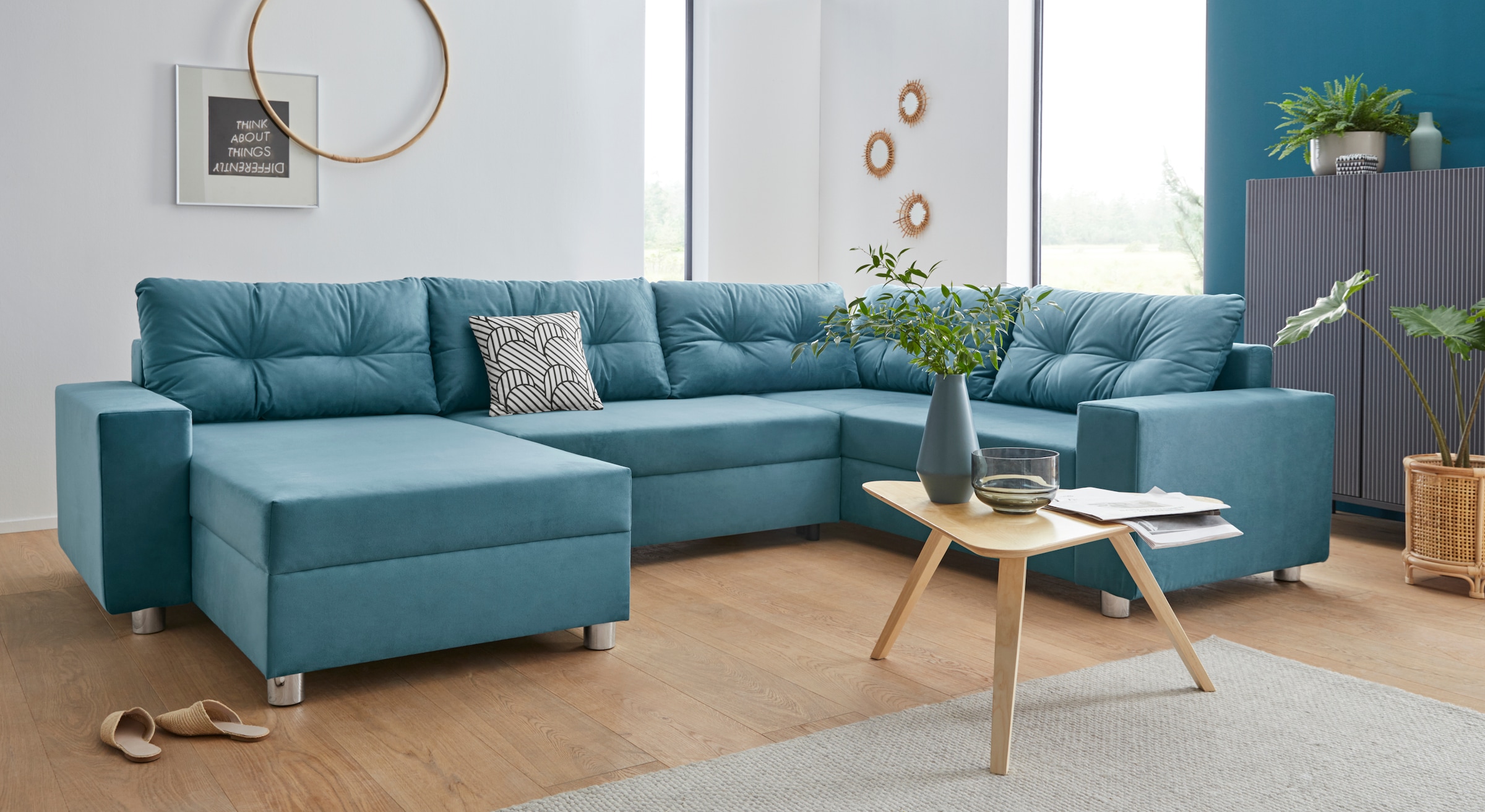COLLECTION AB Wohnlandschaft "Paris U-Form, B: 310 cm" 1 Zierkissen & Federkern, optional Schlaffunktion & Bettkasten