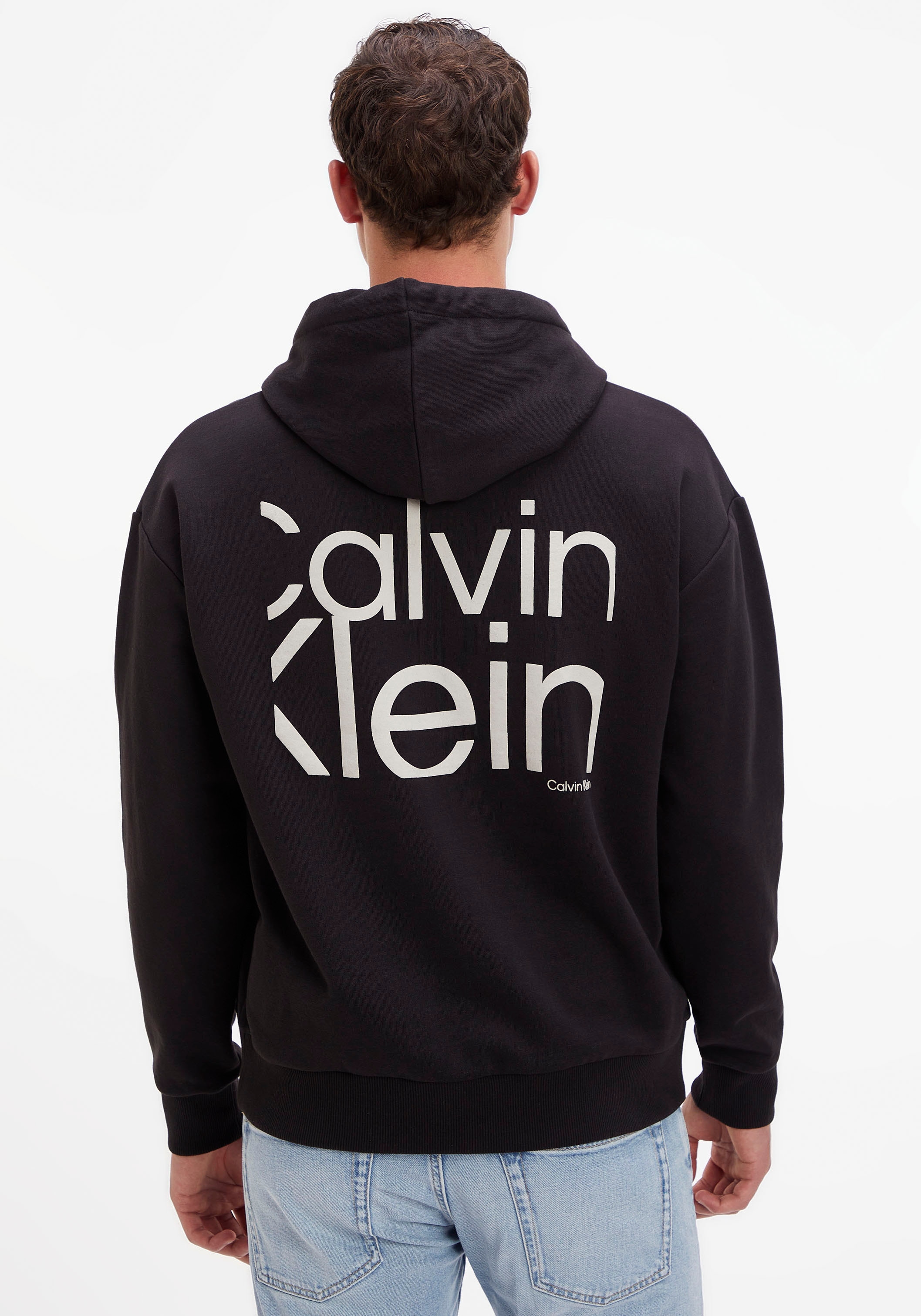 Kapuzensweatshirt, BAUR Rücken großem ▷ Calvin auf mit dem | Klein CK-Schriftzug für