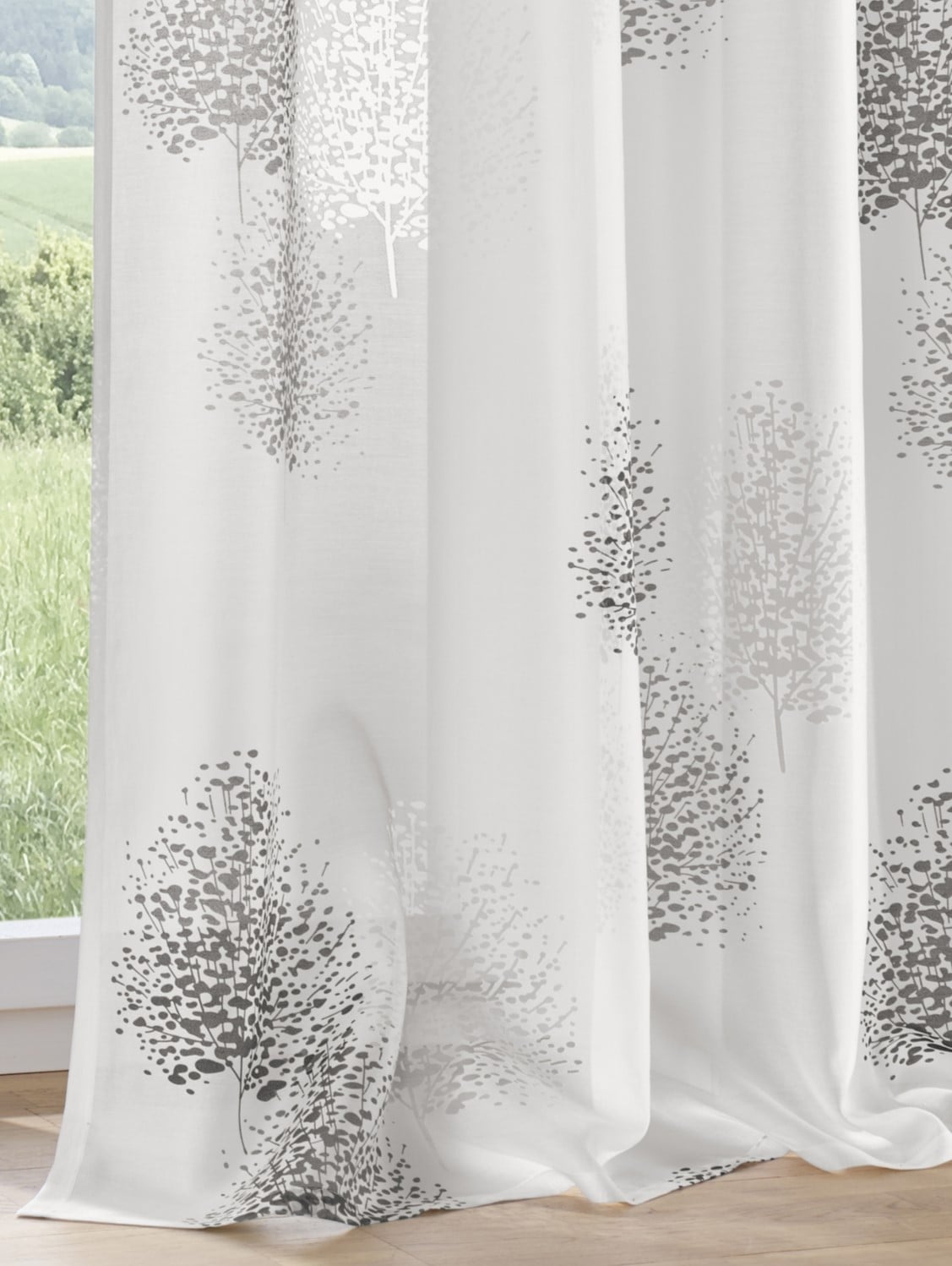 Thumbnail - Kutti Vorhang "Belinda" Ösen 1 Stk. tlg. Gardine, halbtransparent, Ausbrenner, bedruckt, Viskose-Polyester