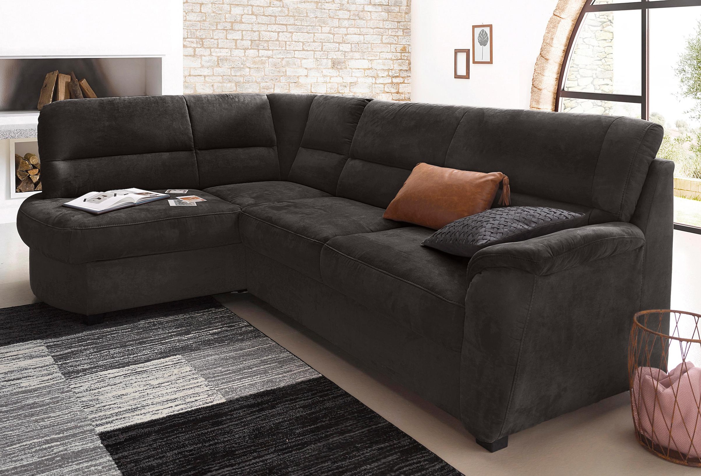 sit&more Ecksofa "Pandora L-Form", wahlweise mit Bettfunktion und Bettkasten