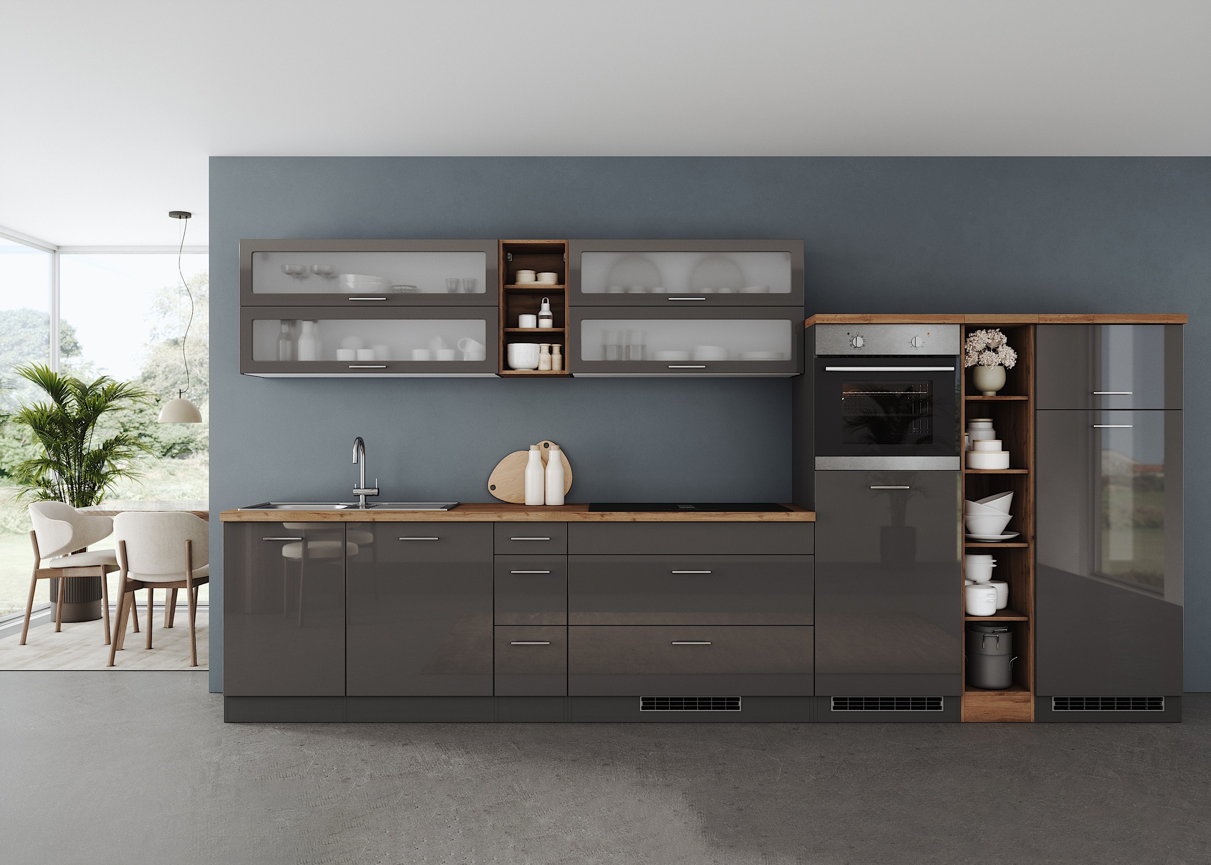 KOCHSTATION Küchenzeile "KS-Milan, optional mit Muldenlüfter" Breite 390 cm günstig online kaufen