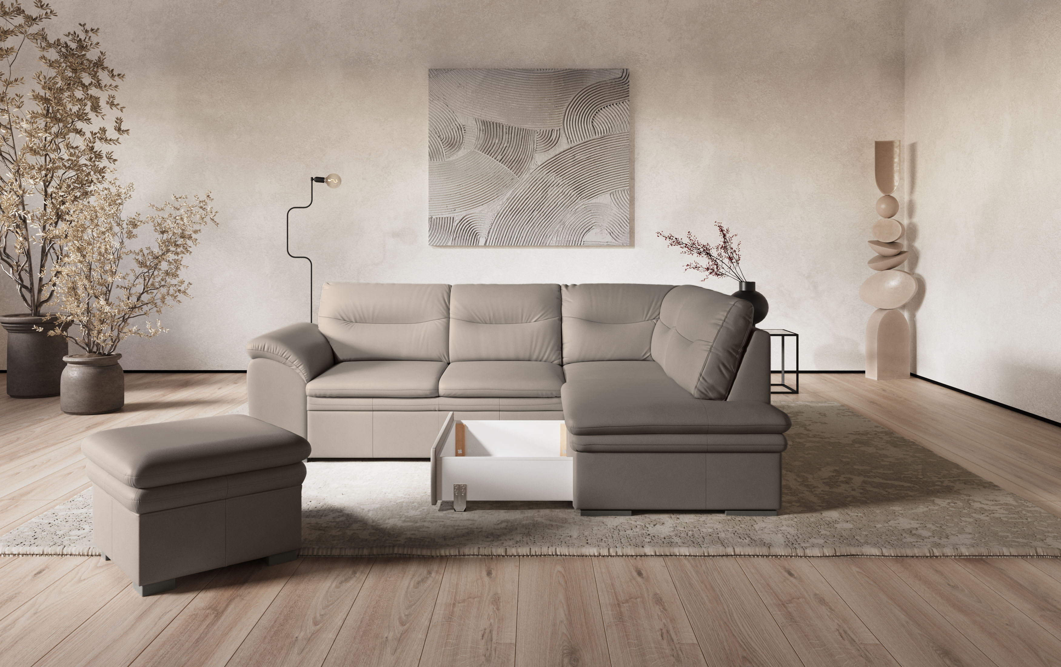 Thumbnail - COTTA Ecksofa "Leandra L-Form", wahlweise mit Bettfunktion & Bettkasten