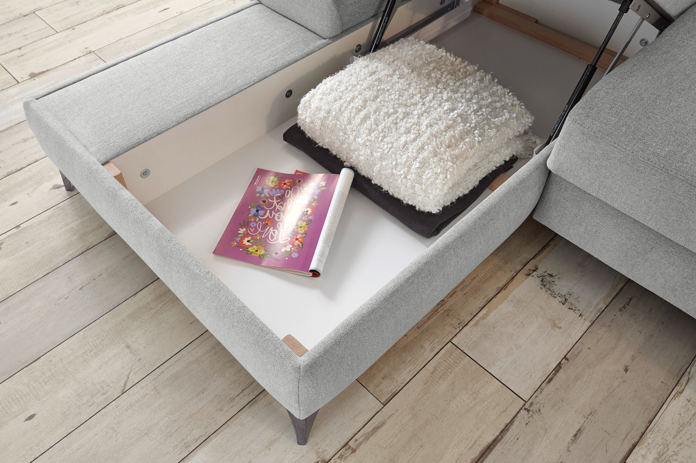 ED EXCITING DESIGN Ecksofa »Auckland L-Form«, mit Bettfunktion, Bettkasten, Armteilverstellung, Kopfstützen