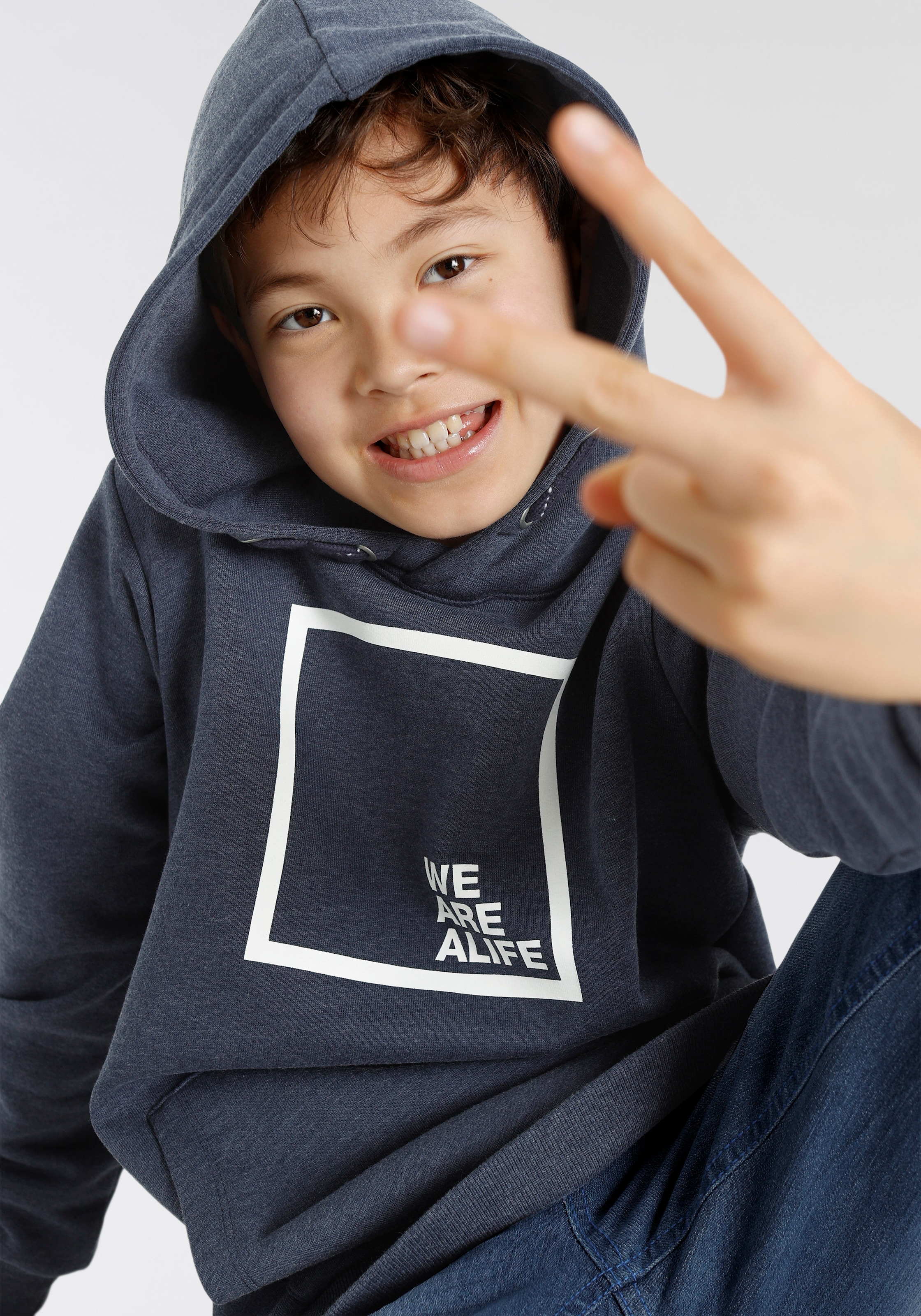 Alife & Kickin Kapuzensweatshirt »Logo-Print«, in melierter Qualität