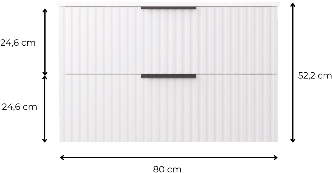 welltime Waschtisch »TIBU mit Waschbecken, Badmöbel, zwei Schubladen, Breite 60/80 cm« Badschrank mit Waschbecken, Softclose, Maße B/H/T: 81,5/53/47 cm