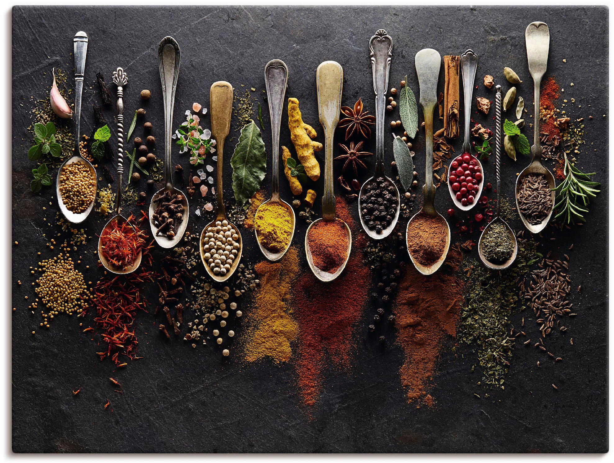 Artland Wandbild "Kräuter Gewürze Schiefer" Lebensmittel 1 Stk. tlg. als Al günstig online kaufen