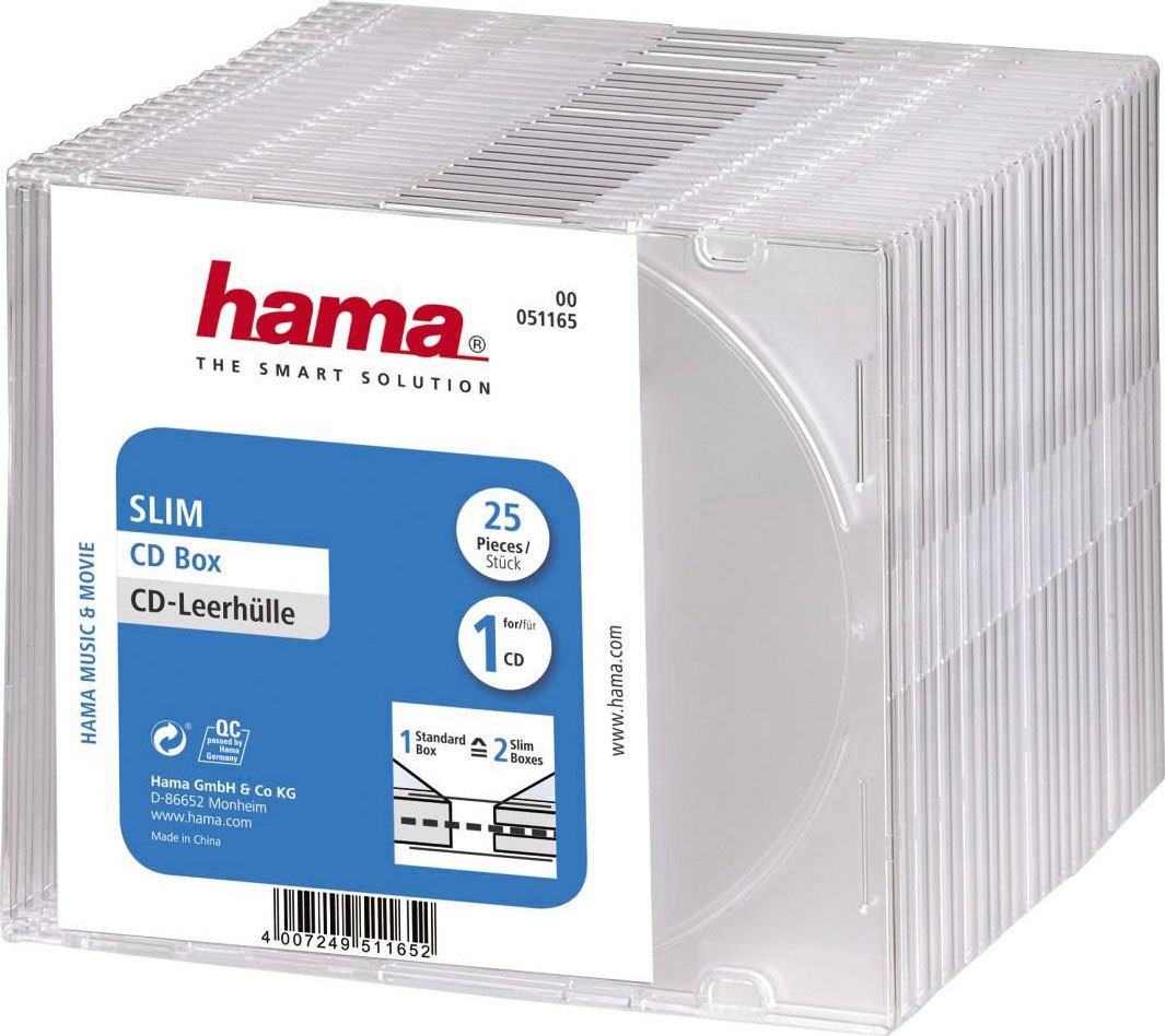 Hama CD-Hülle »CD-Leerhülle Slim, 25er-Pack, Transparent, DVD CD Leerhülle«