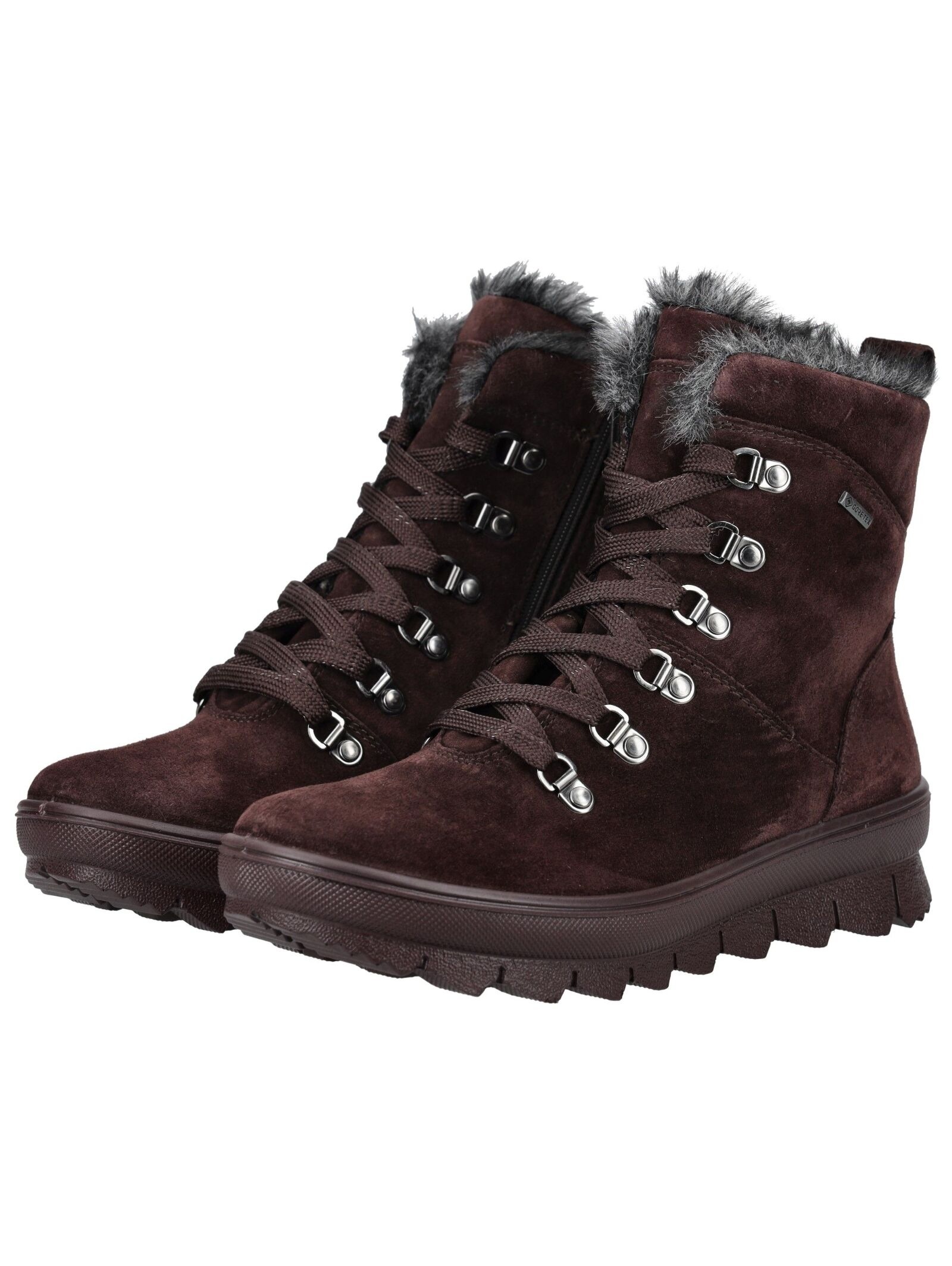 Schnürstiefelette LEGERO "Legero Stiefelette Veloursleder", Damen, Gr. 39, rot (bordeaux), Veloursleder, Schuhe Schnürstiefelette 3