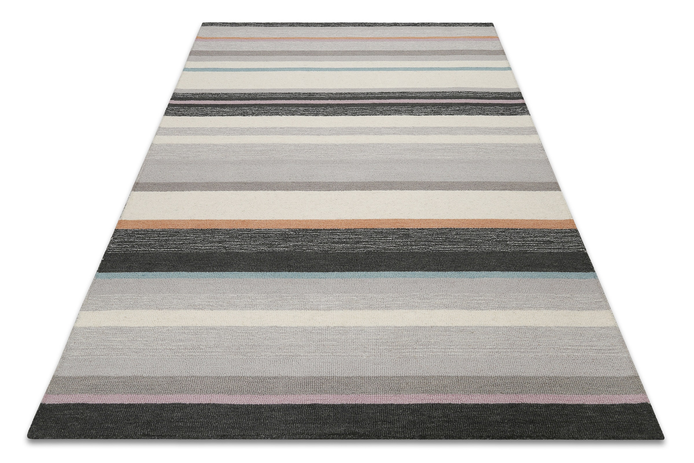 Wecon home Teppich »Sally«, rechteckig, 7 mm Höhe, handgefertigt, gestreift, pflegeleicht, Wolle, Wohnzimmer, Esszimmer