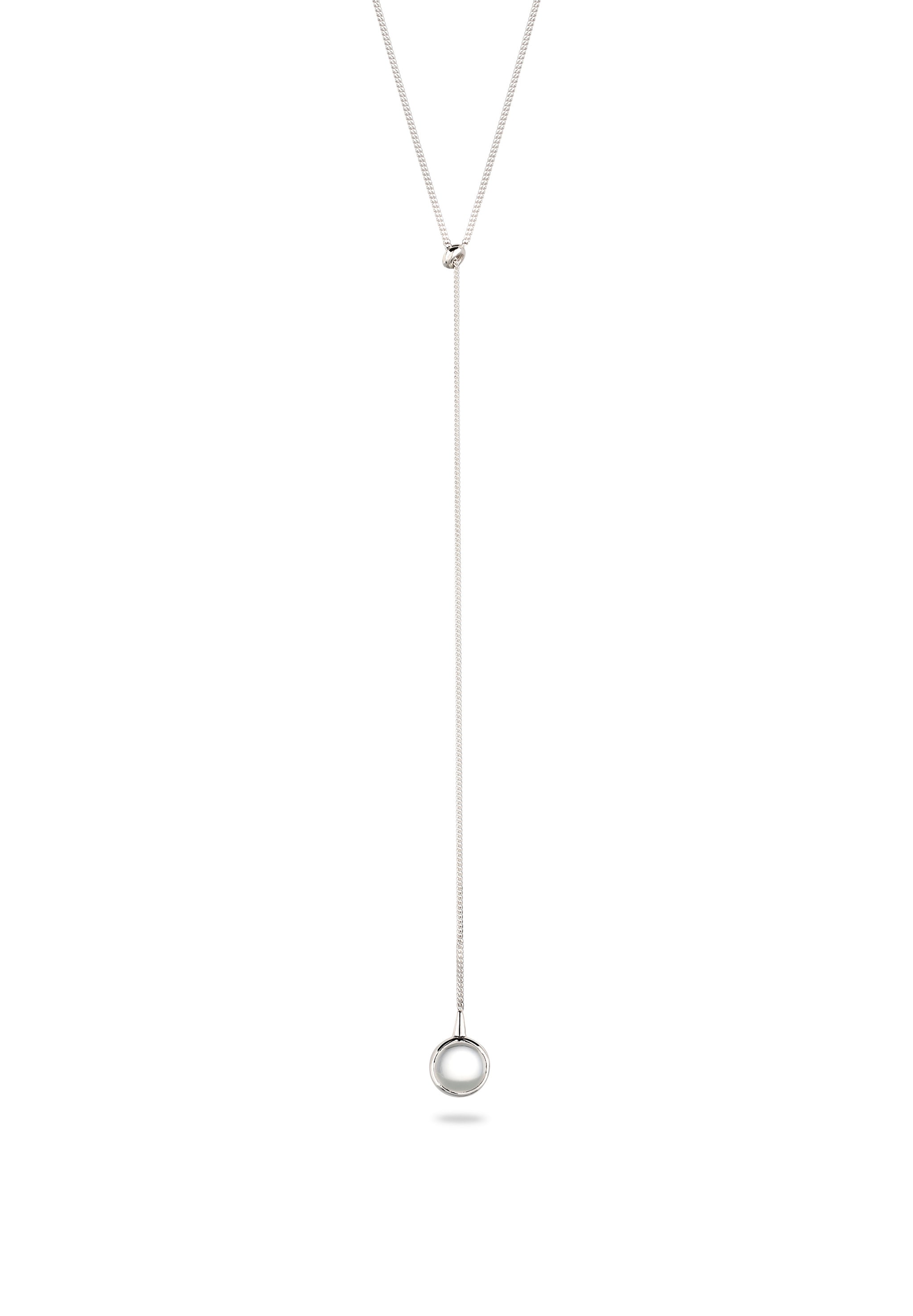 "Y-Kette ELLI ""Halskette Y-Kette mit Stein Bergkristall Transparent 925 Sterling Silber"" Gr. 60, silber, Halsketten, Damen, Silber 925