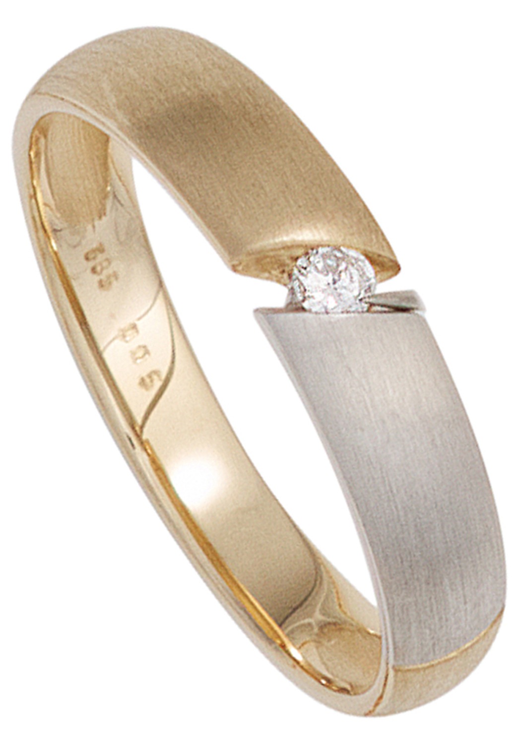 JOBO Damen Goldring "Diamantring Spannring", 60, P1 = bei 10-facher Vergrößerung erkennbare Einschlüsse, Diamanten Gelbgold 585gelbgold 585,