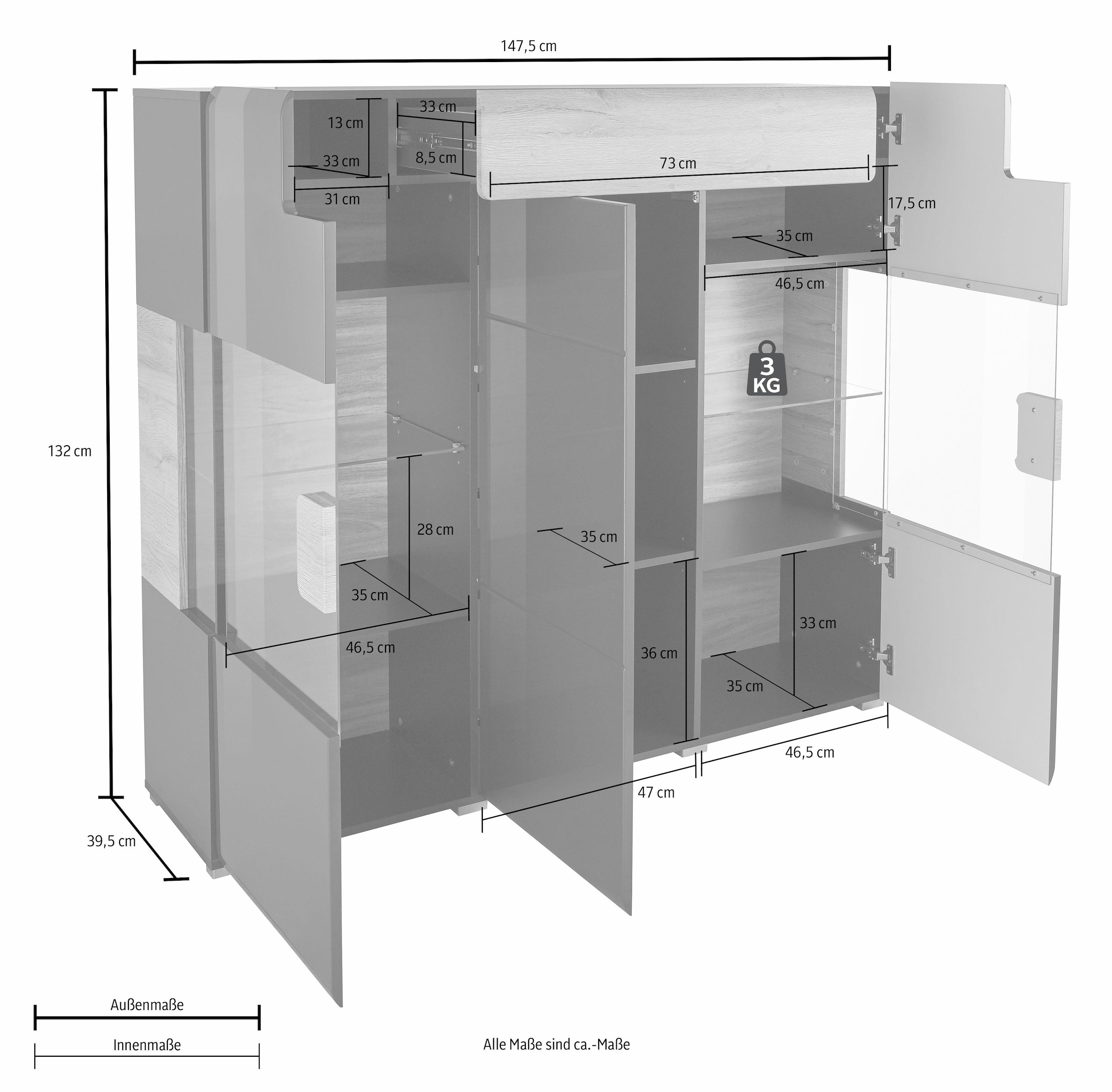 INOSIGN Highboard »Toledo«, Breite 147,4 cm