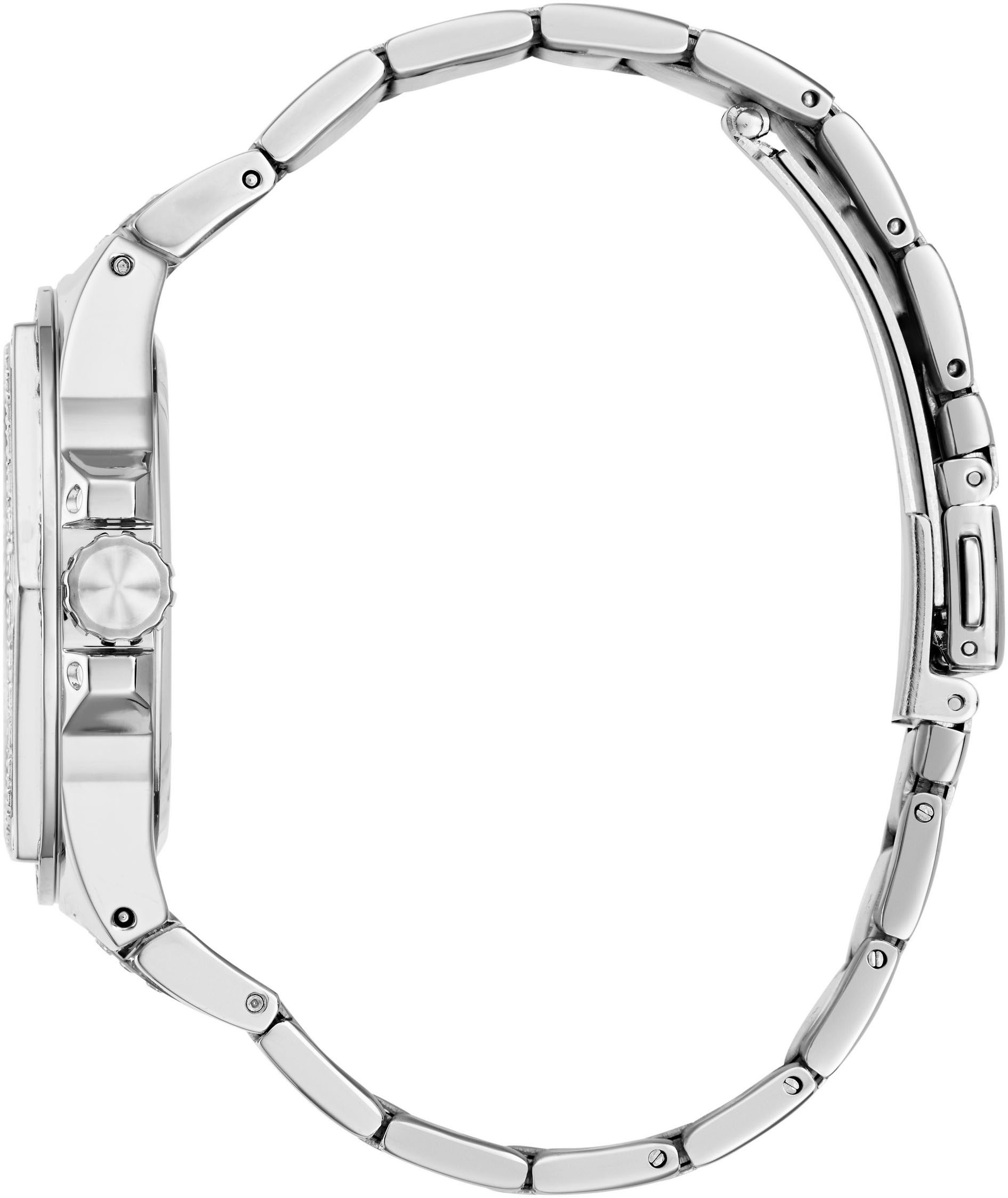 Guess Multifunktionsuhr »ENVY«, Quarzuhr, Armbanduhr, Damenuhr, Datum, Wochentag, Edelstahlarmband