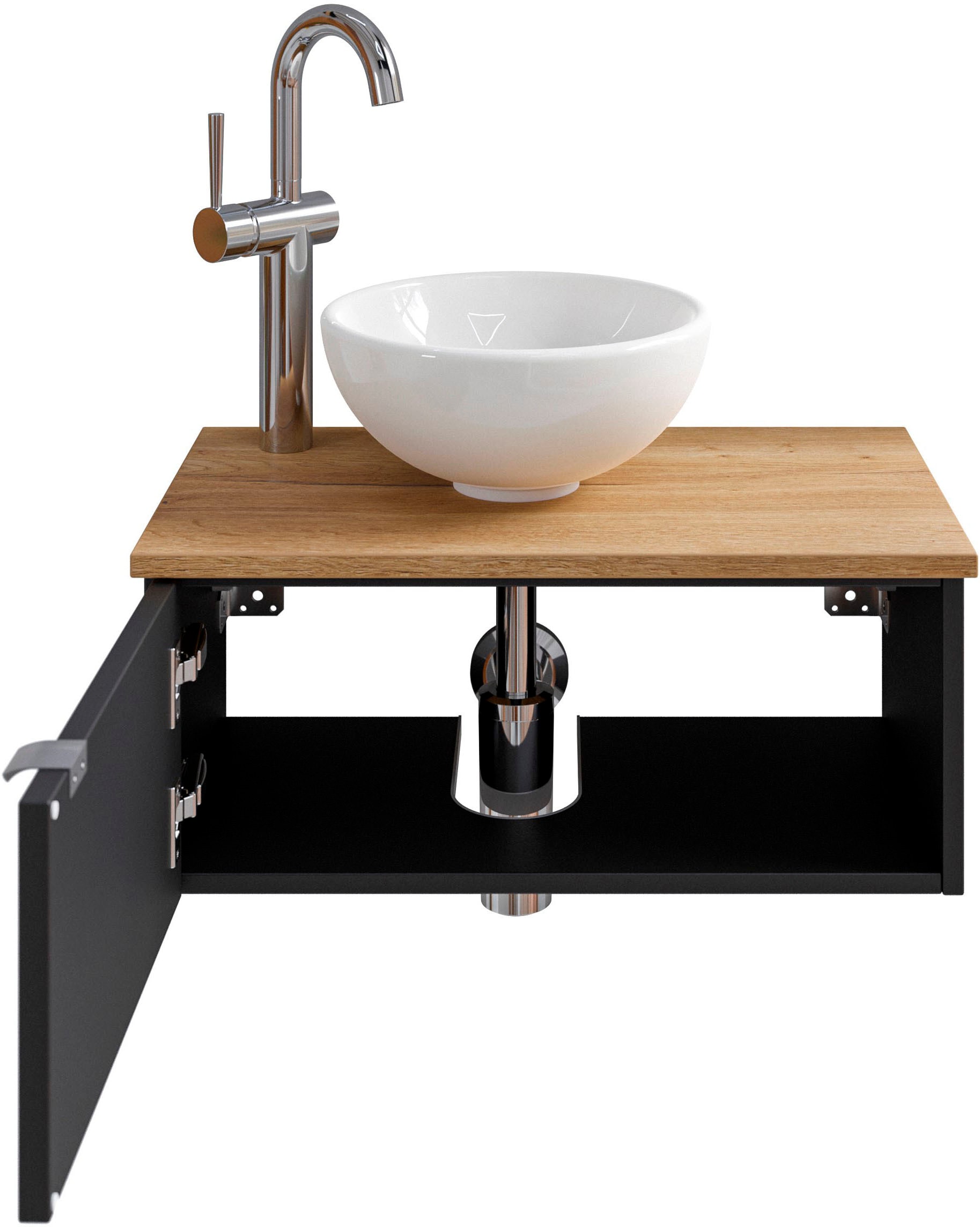 Saphir Badmöbel-Set »Serie 6915«, (4 St.), Gäste-Bad, 70 cm breit, mit LED-Spiegel, offenem Fach und 1 Tür