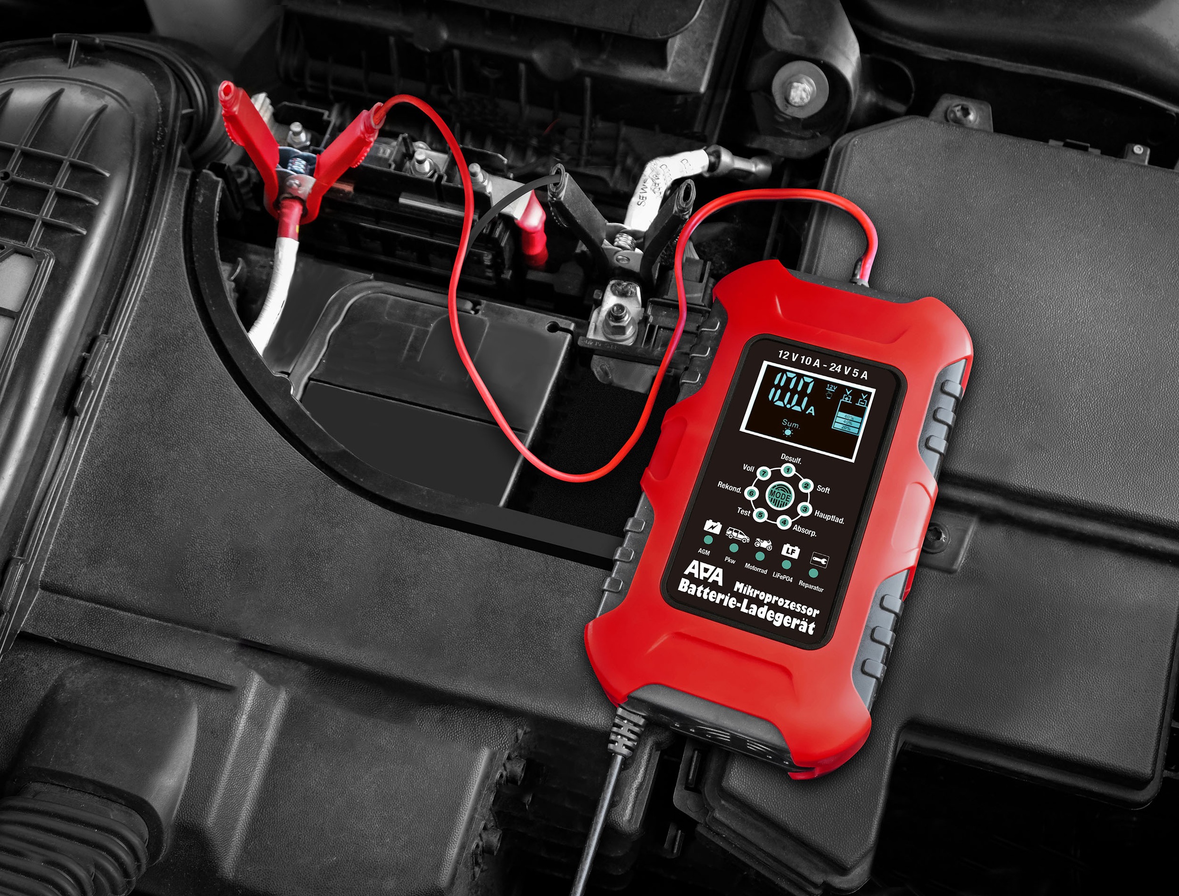 APA Autobatterie-Ladegerät »Batterieladegerät 12 / 24 V 10 A«, 10000 mA