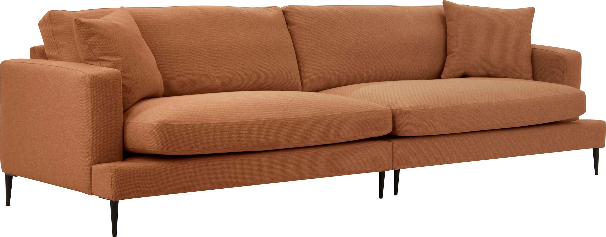 Leonique Big-Sofa »Cozy elegantes Designsofa, Maße B/T/H: 252/97/80 cm«, mit losen Kissen und Metallbeinen