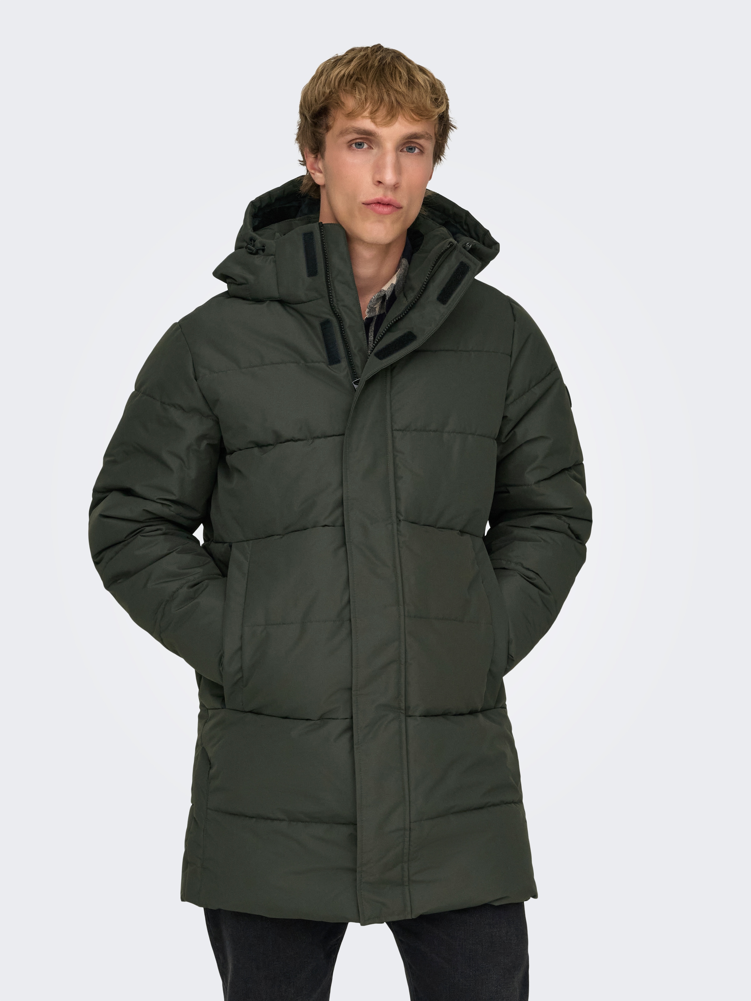 ONLY & SONS Steppjacke "ONSCARL LIFE LONG QUILTED COAT NOOS OTW" mit Kapuze günstig online kaufen