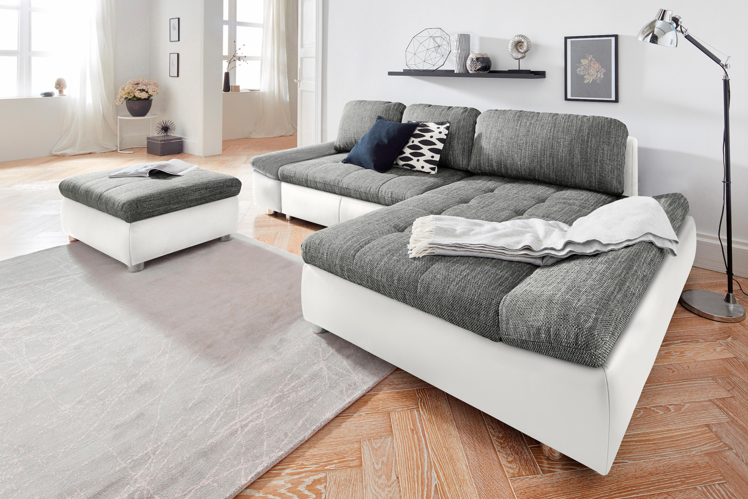 sit&more Ecksofa "Bergamo L-Form", wahlweise mit Bettfunktion, Bettkasten und Armteilfunktion