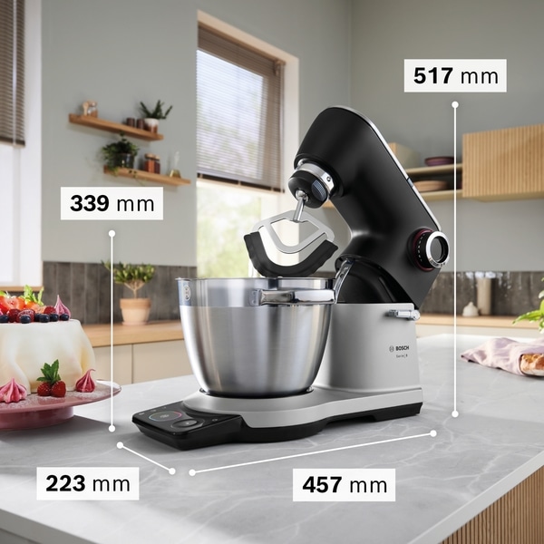 BOSCH Küchenmaschine »Serie 8, 9 Automatikprogramme, integrierte Waage, Timer, 6l Schüssel« Edelstahlschüssel, 3 Rührwerkzeuge spülmaschinenfest, 7 Stufen, 1800 W
