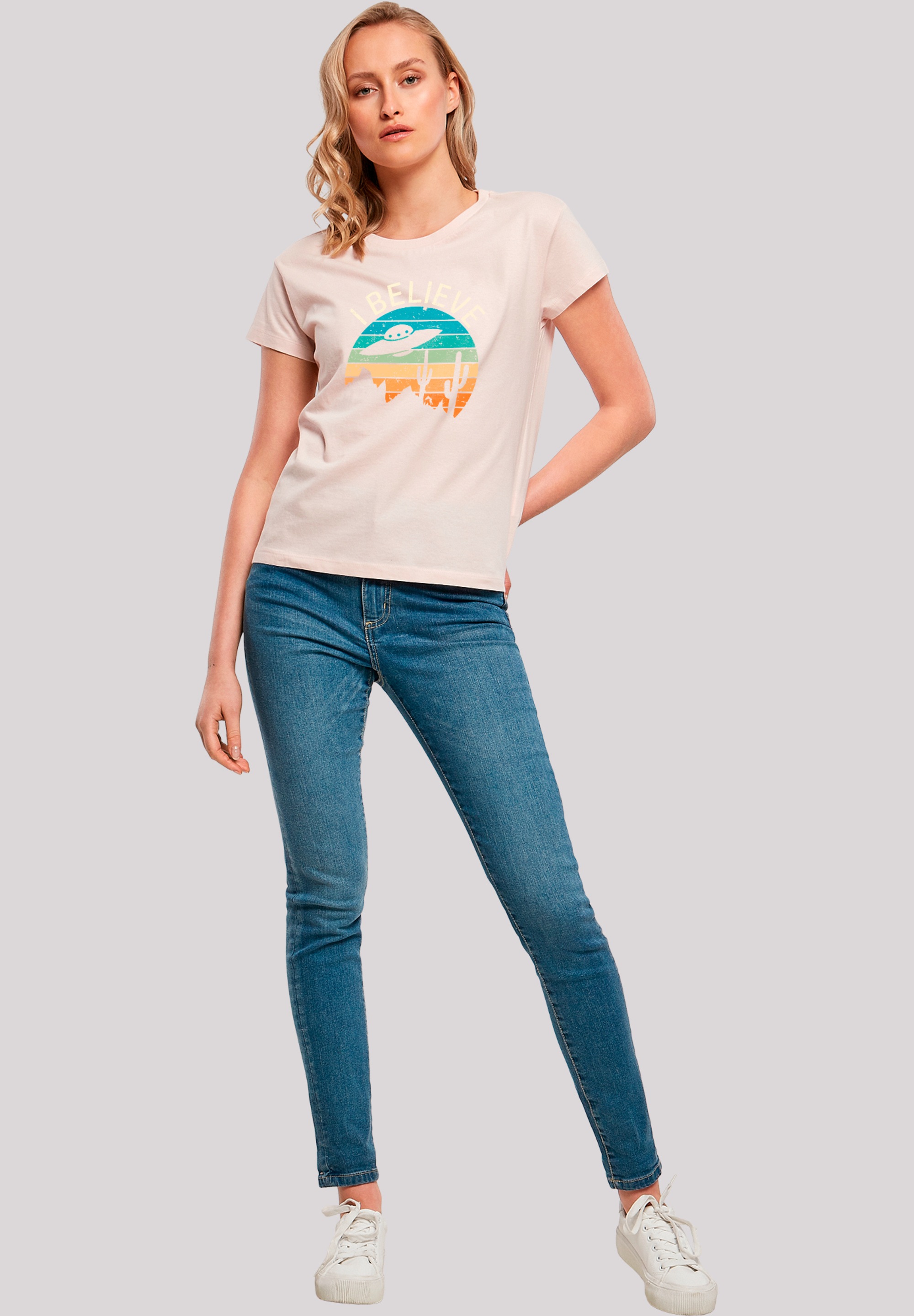 F4NT4STIC T-Shirt »I Believe UFO Alien Sonnenuntergang«, Premium Qualität