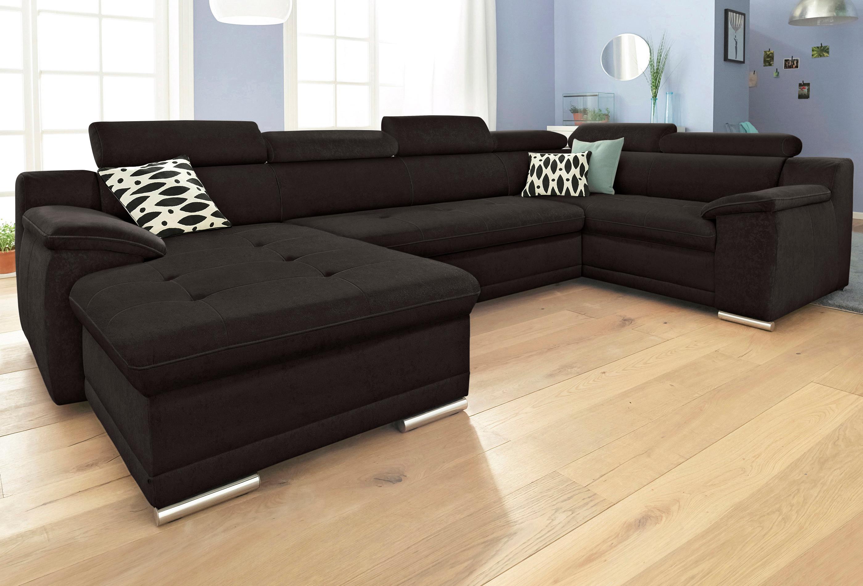Wohnlandschaft "Andiamo U-Form, B: 336 cm, Kopfteilverstellung, XXL-Sofa" optional Schlaffunktion, frei stellbar, Couch für Wohnkomfort