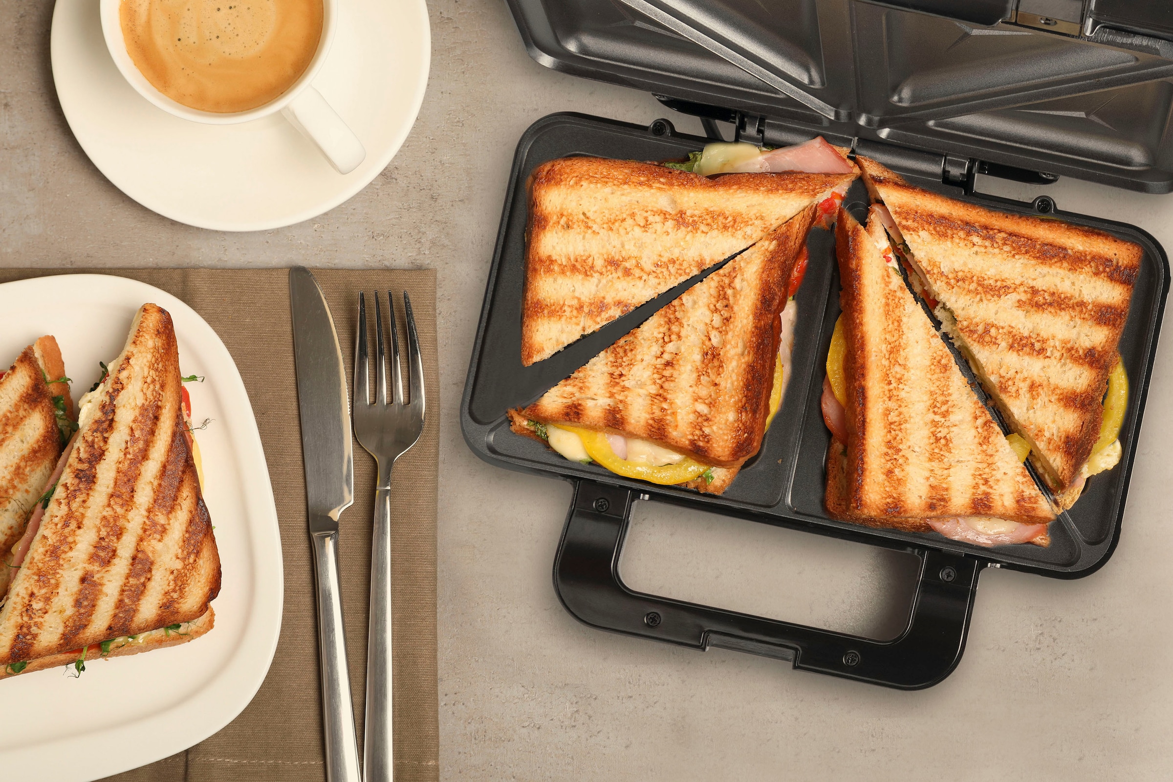 bestron Sandwichmaker »ASM90XLTG, XL für 2 Sandwiches,  Antihaftbeschichtetet«, 900 W auf Raten | BAUR
