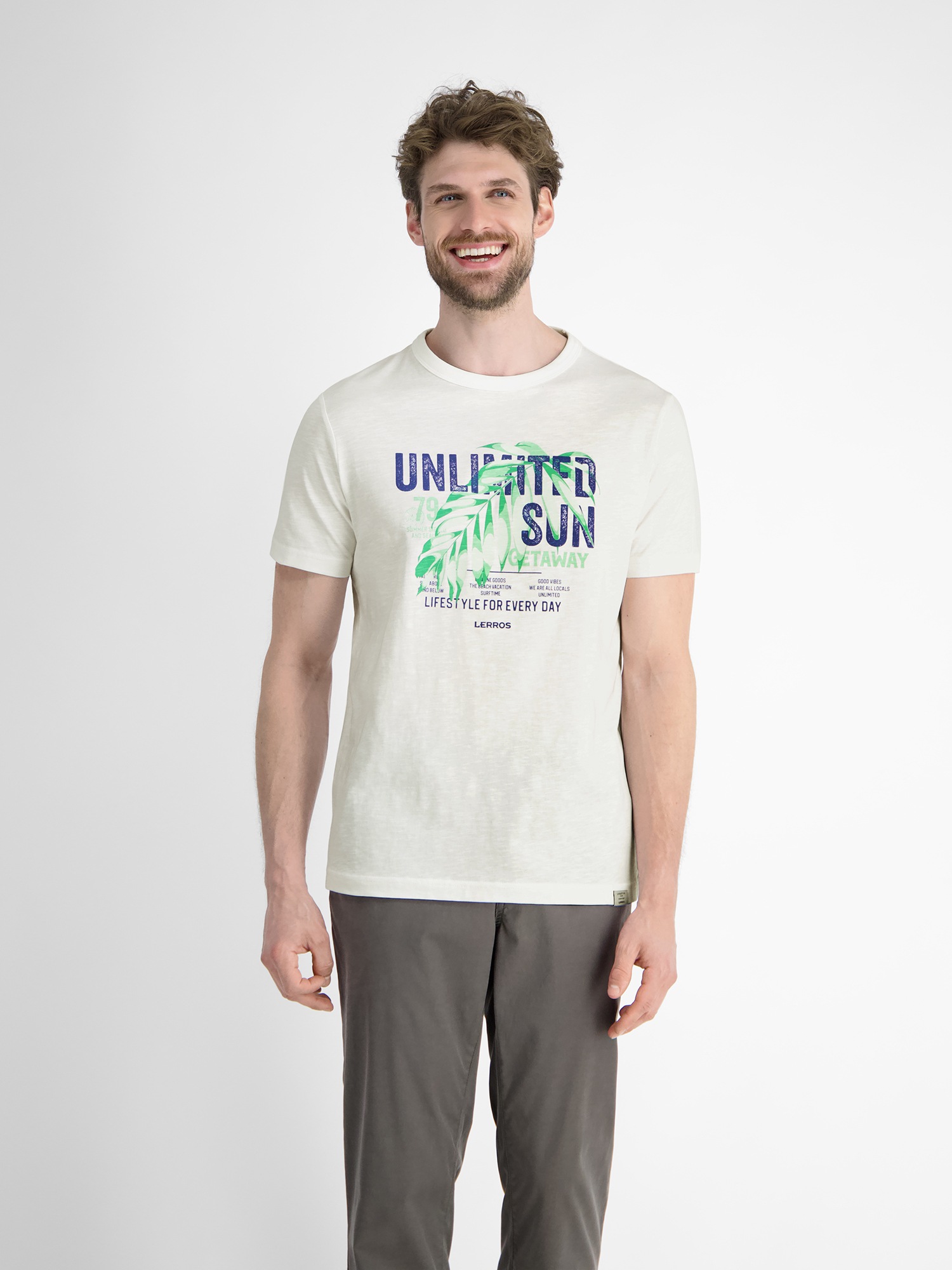 LERROS T-Shirt »LERROS Herren T-Shirt mit Brustprint«