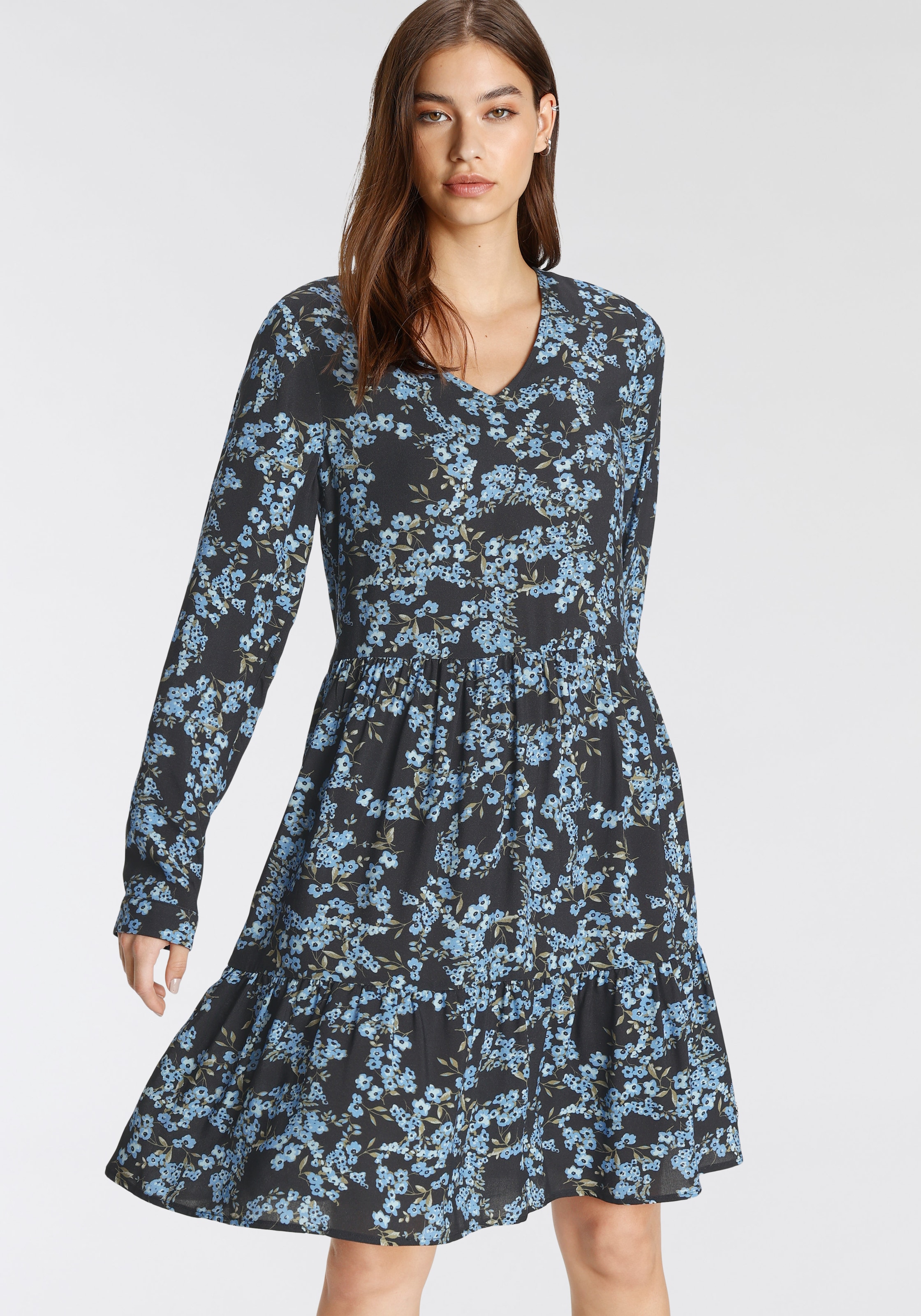 Tamaris Blusenkleid, mit Volants und V-Ausschnitt günstig online kaufen