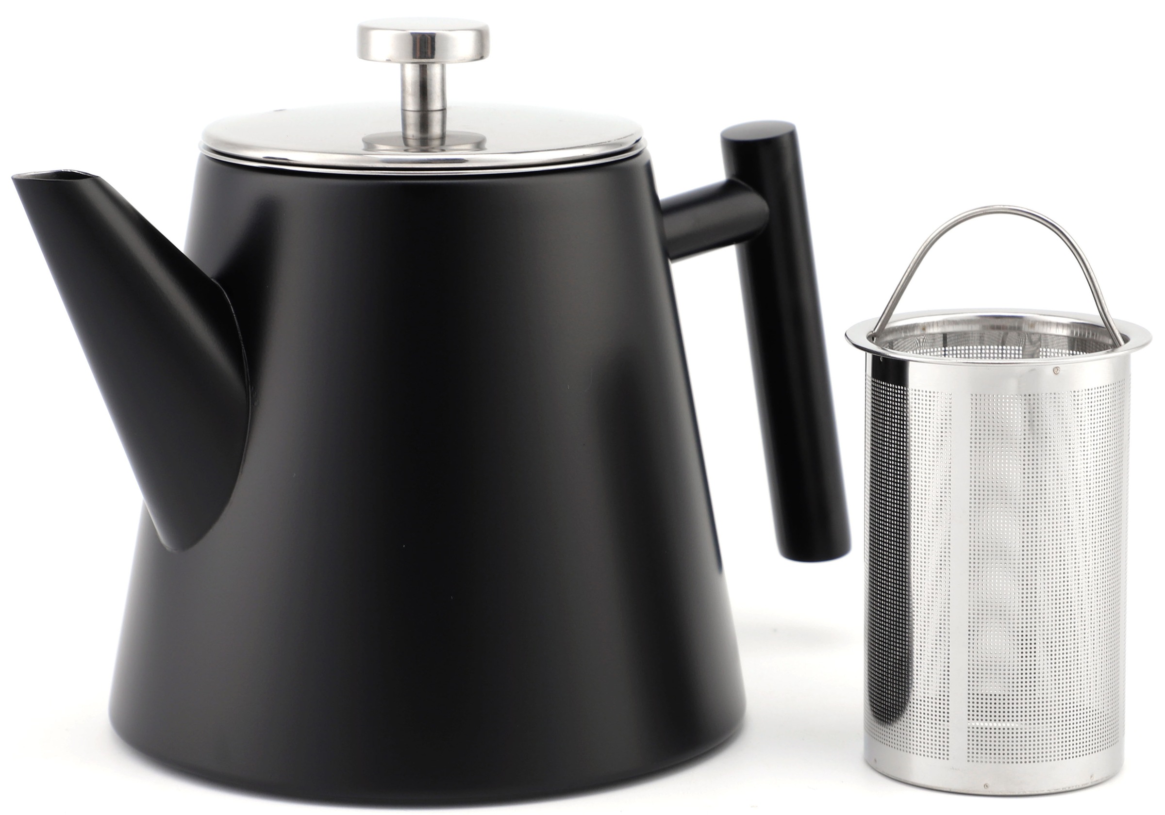 ECHTWERK Teekanne, 1 l, feiner Siebeinsatz, doppelwandig, Edelstahl, Thermofunktion, 1000 ml