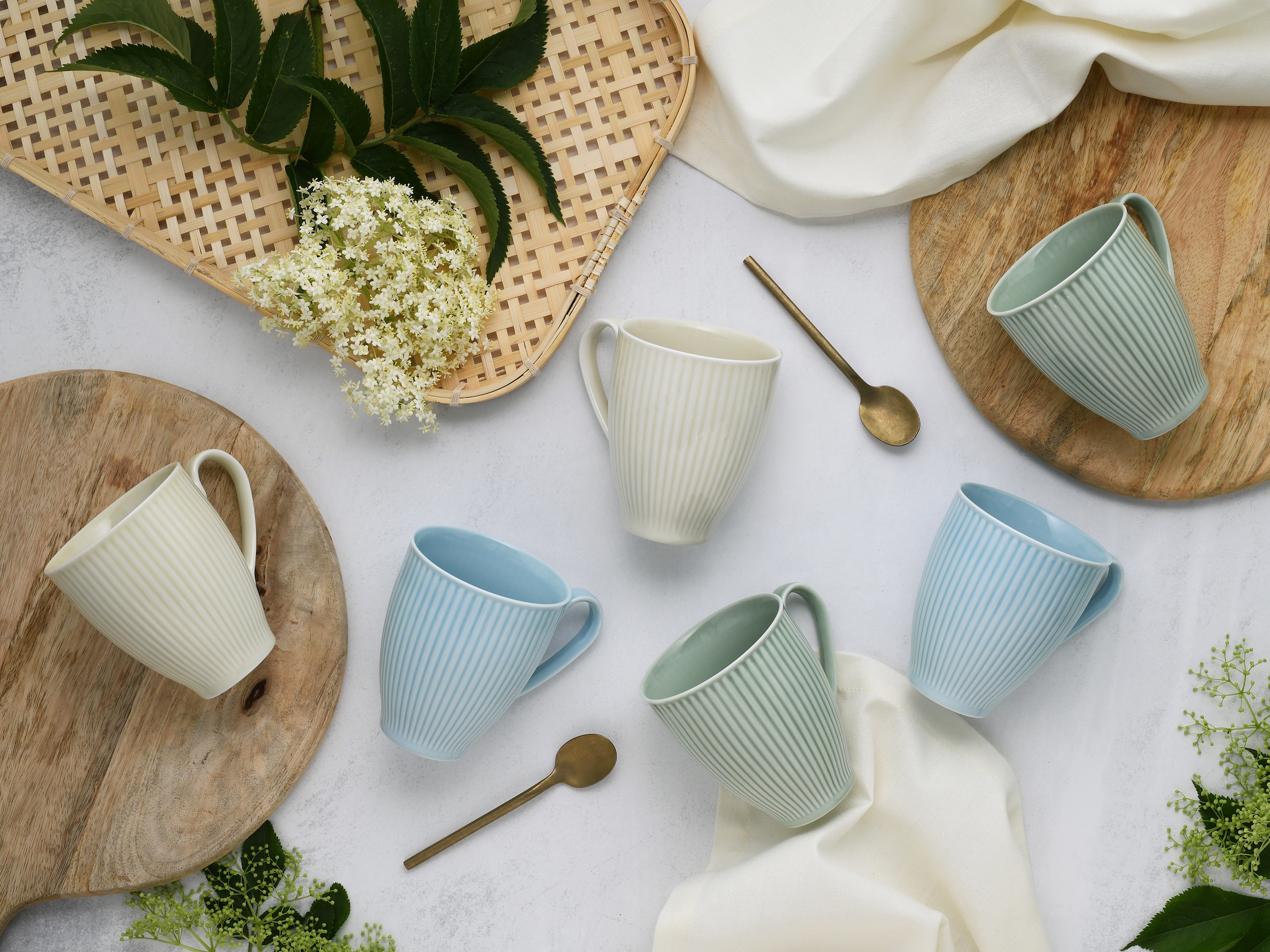 CreaTable Becher »Valencia Pastell, Kaffeebecher, 6-tlg.«, (Set, 6 tlg.), Elegant, Boho Chic