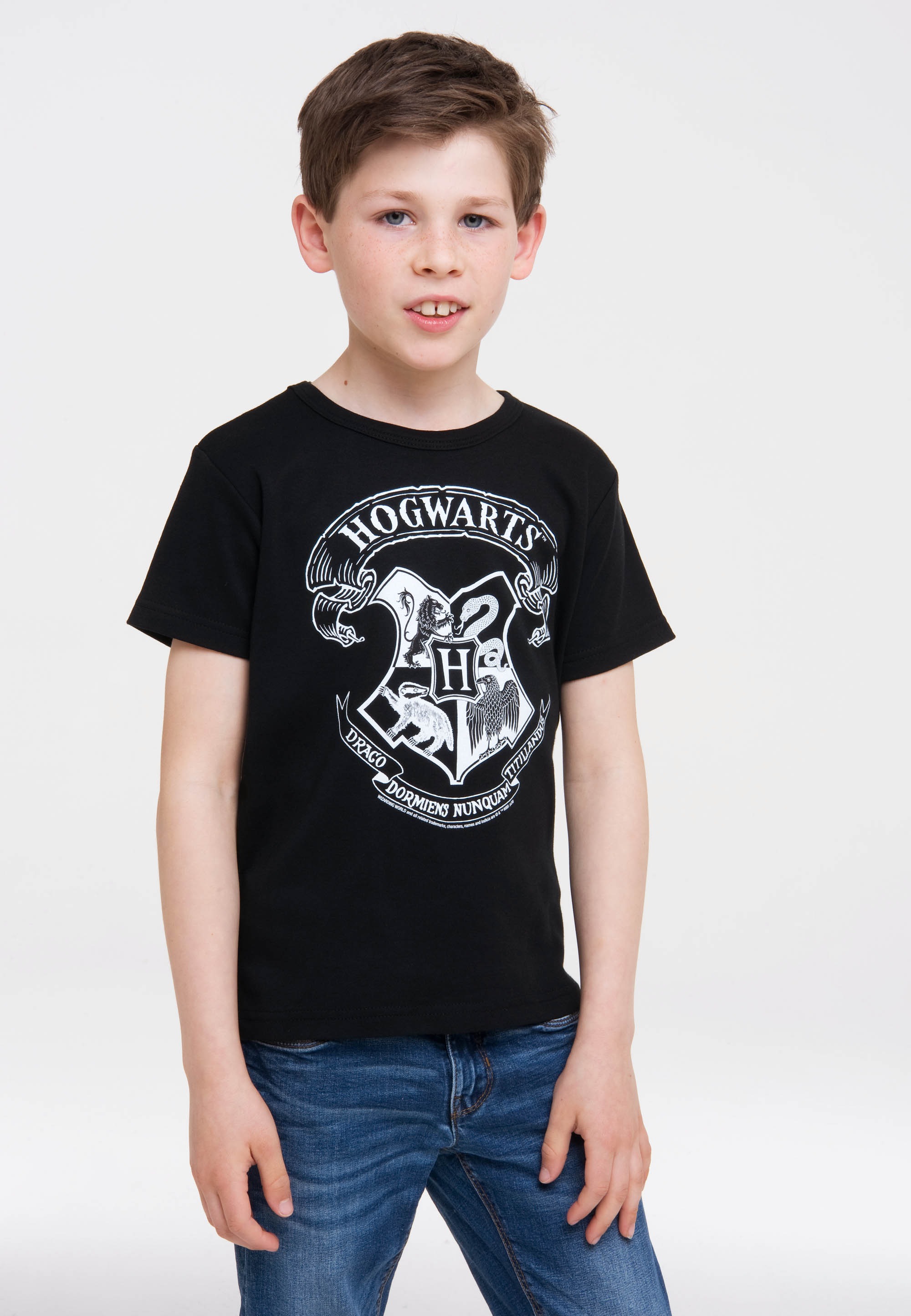 online Logo - »Harry lizenziertem Originaldesign LOGOSHIRT (Weiß)«, BAUR Potter bestellen T-Shirt | mit Hogwarts