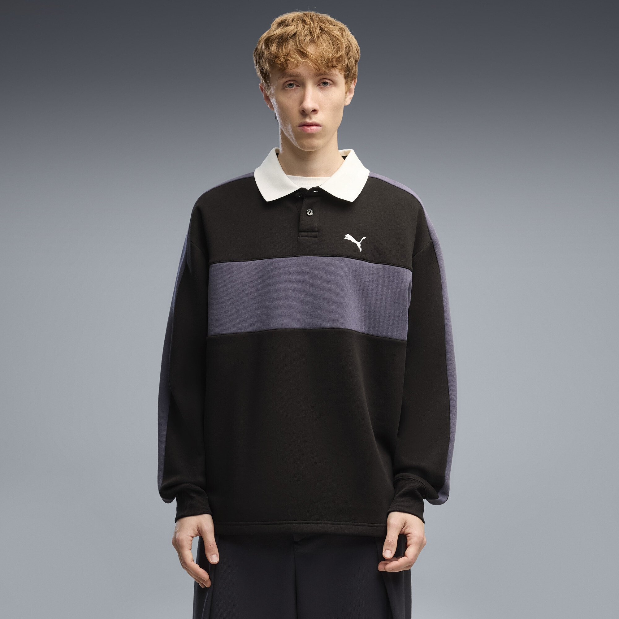 PUMA Sweatshirt »T7 Relaxed Polo Sweatshirt mit Rundhalsausschnitt Herren«
