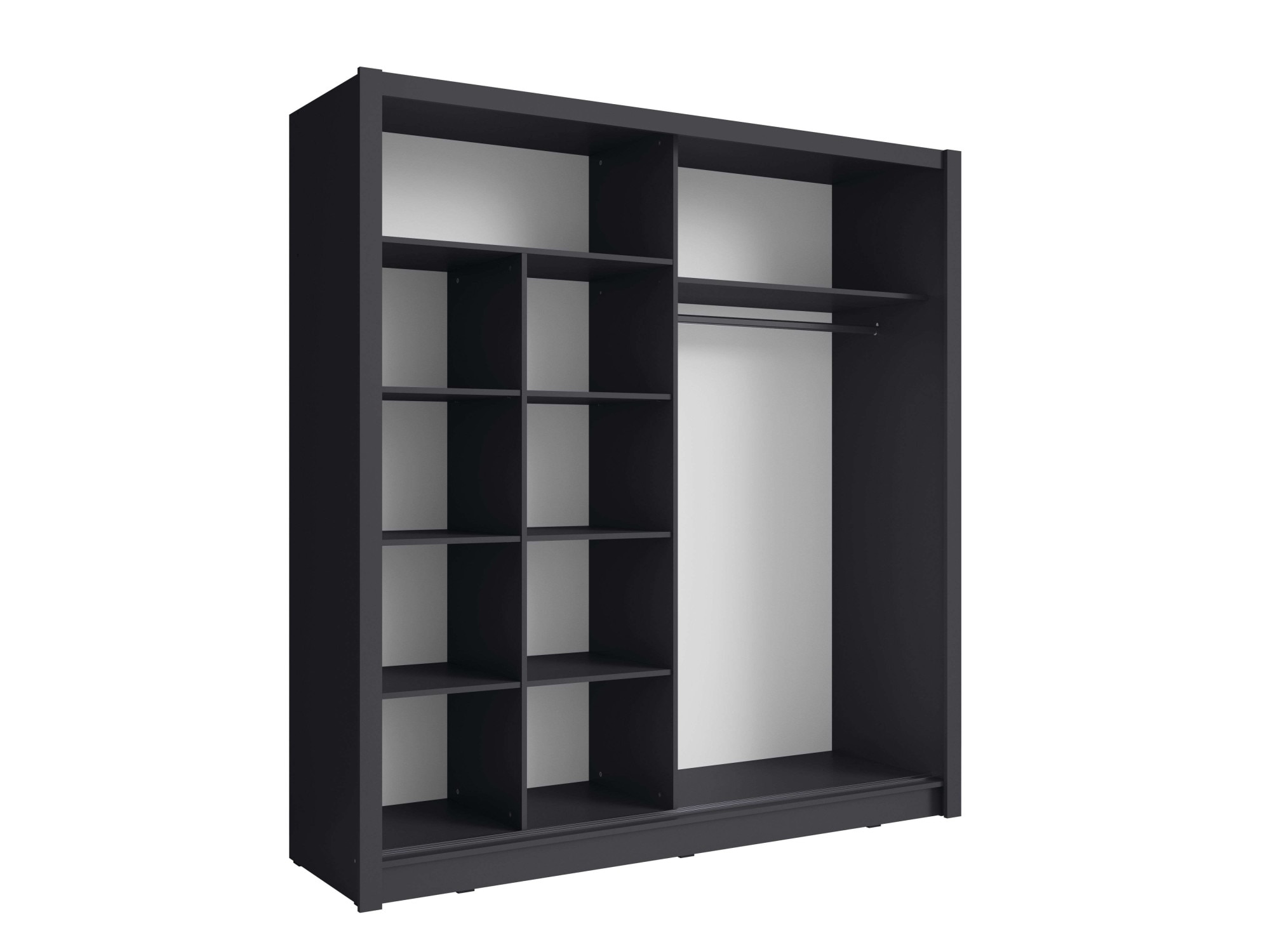 Home affaire Kleiderschrank »JULIETTA Schiebetürenschrank mit 10 Fächer, Kleiderstange und Spiegel« Garderobe mit 2 Schwebetüren und Spiegel, Maße B/T/H: 205/63/215 cm