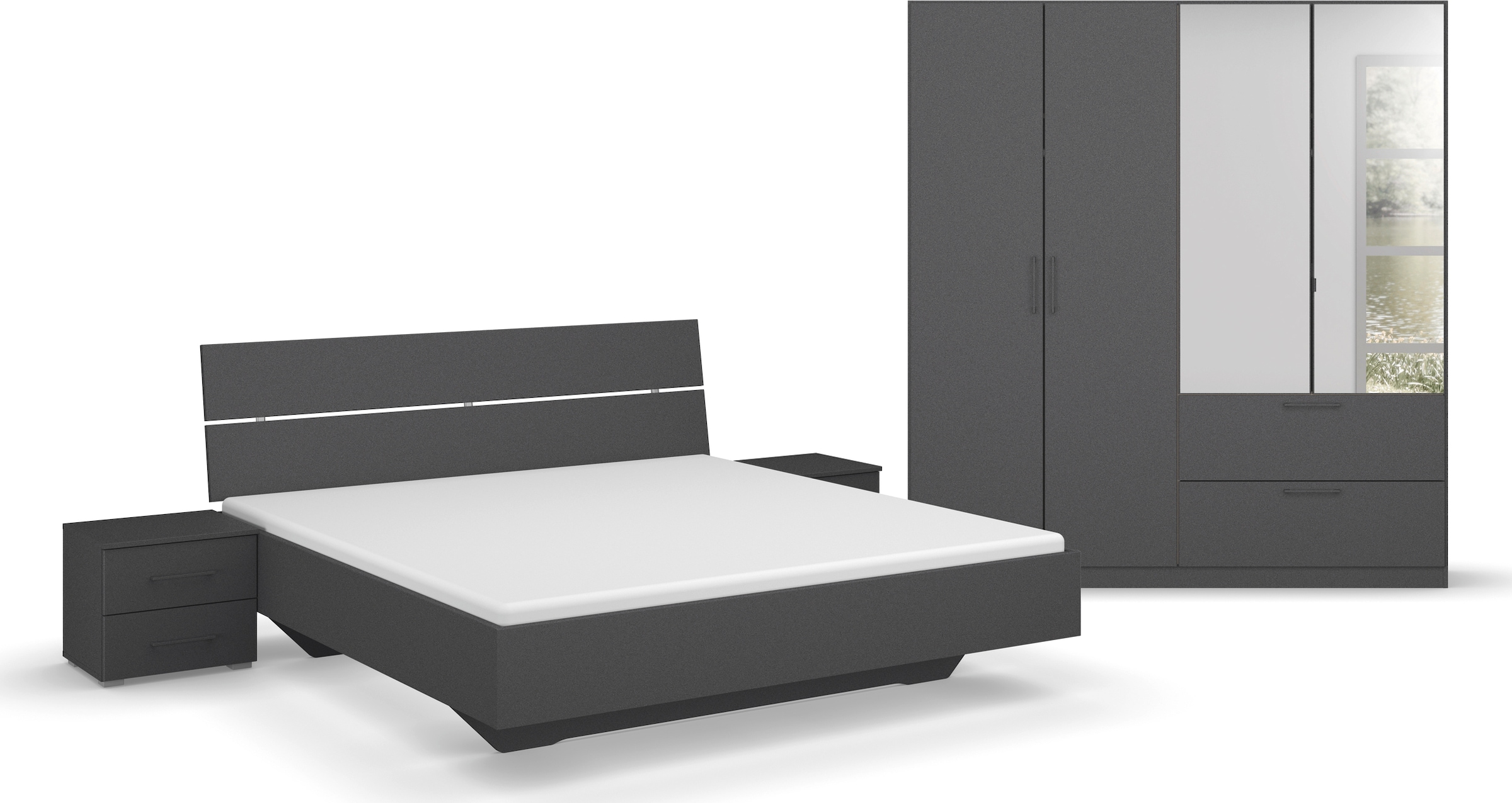 Schlafzimmer-Set »Challenger«, Schrank mit Spiegel in 2 Breiten, Bett in 3 Breiten und...